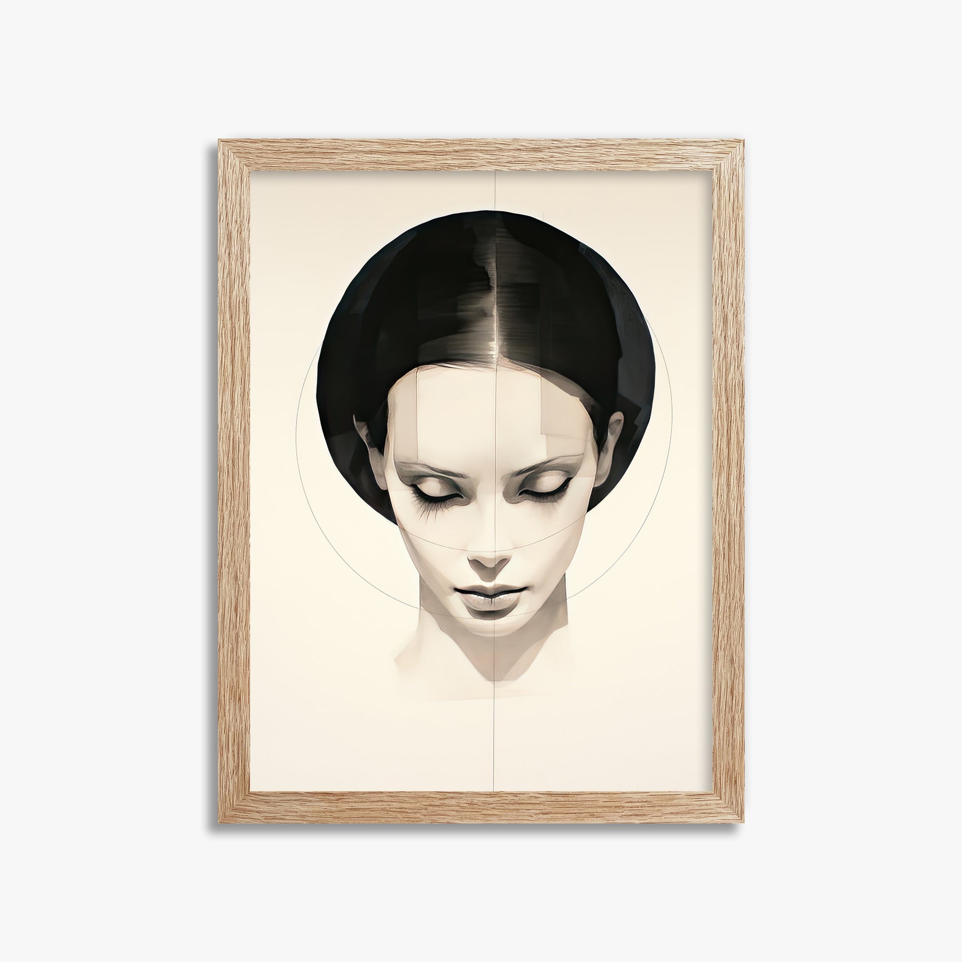 Ethereal Symmetry, 30x40cm Framed Art Reproduction With Raw Oak Frame