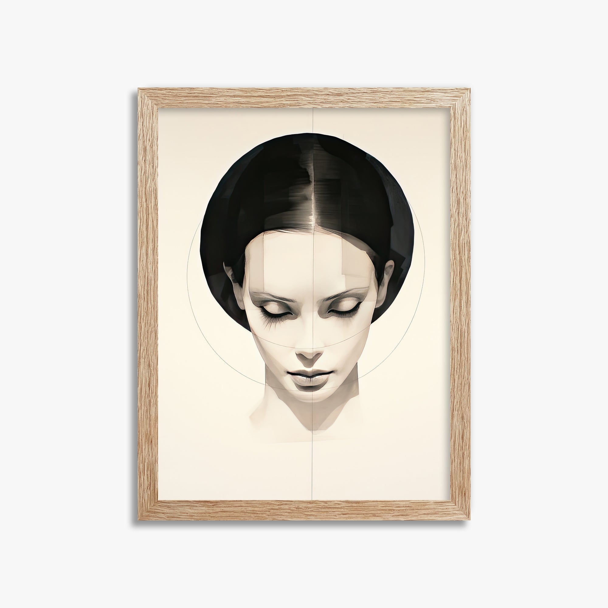 Ethereal Symmetry, 30x40cm Framed Art Reproduction With Raw Oak Frame