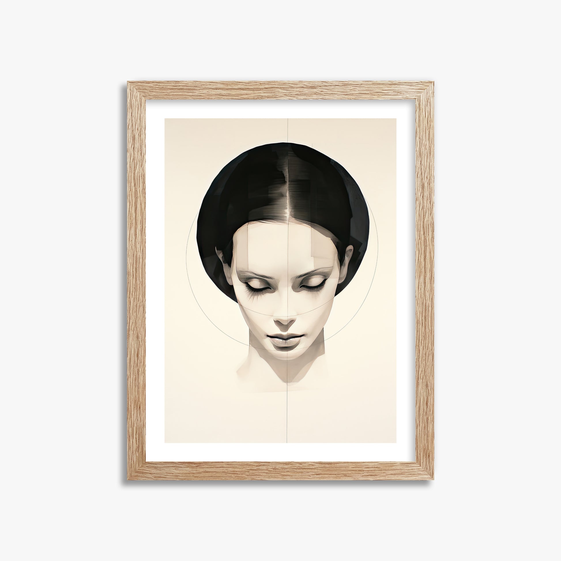 Ethereal Symmetry, 30x40cm Framed Art Reproduction With Raw Oak Frame
