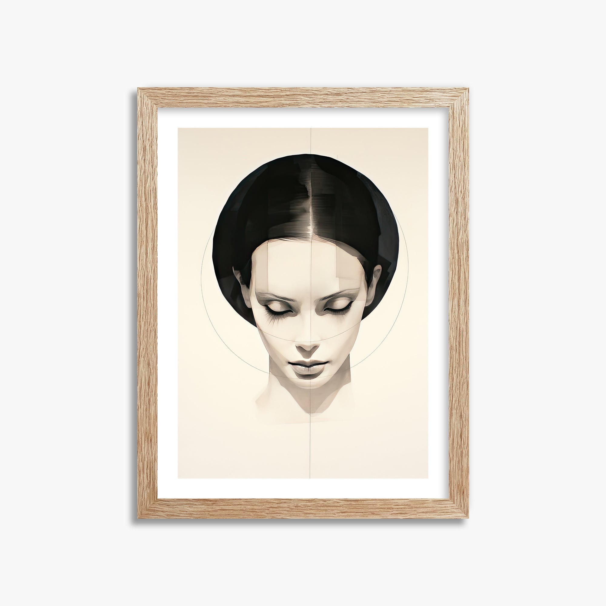 Ethereal Symmetry, 30x40cm Framed Art Reproduction With Raw Oak Frame