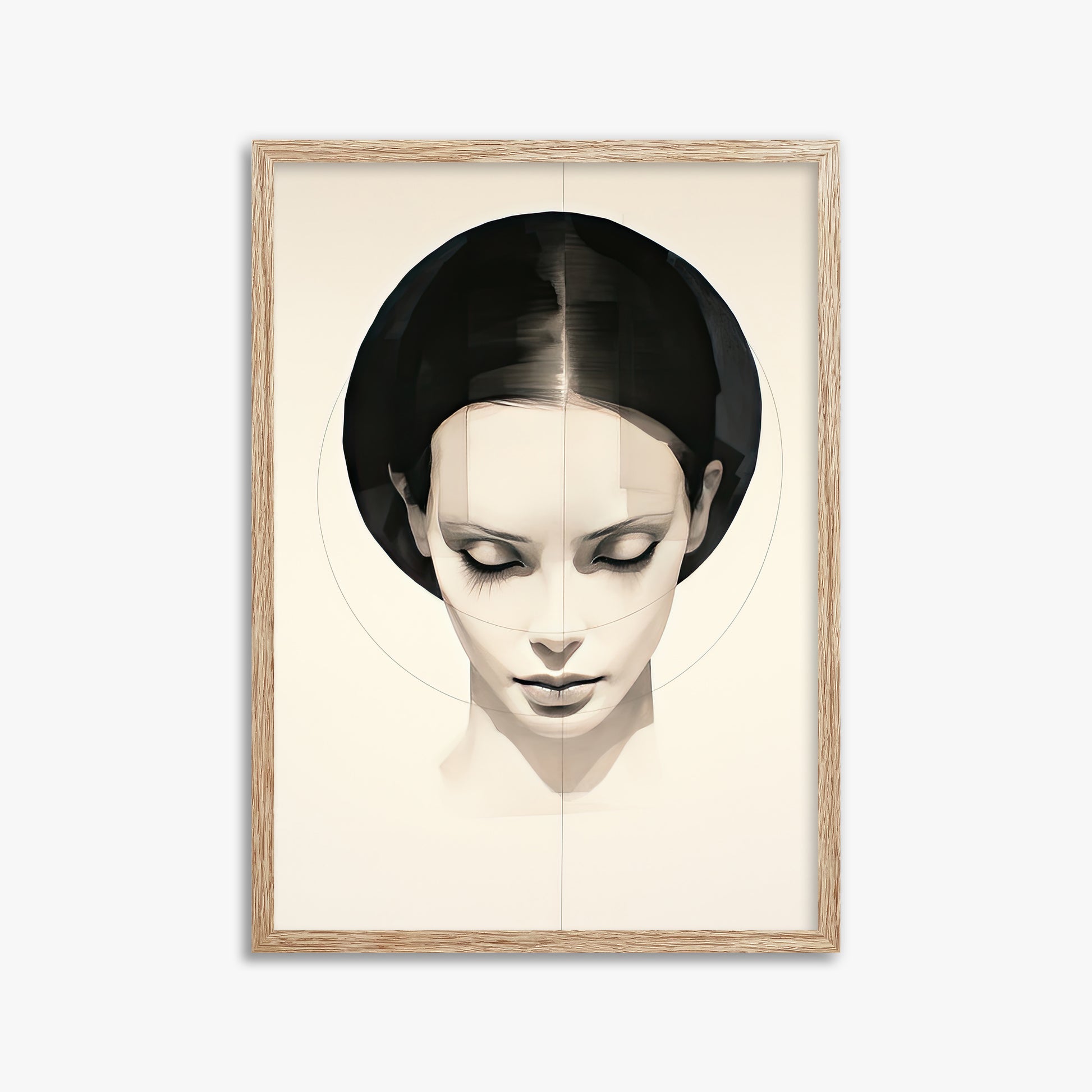 Ethereal Symmetry, 50x70cm Framed Art Reproduction With Raw Oak Frame