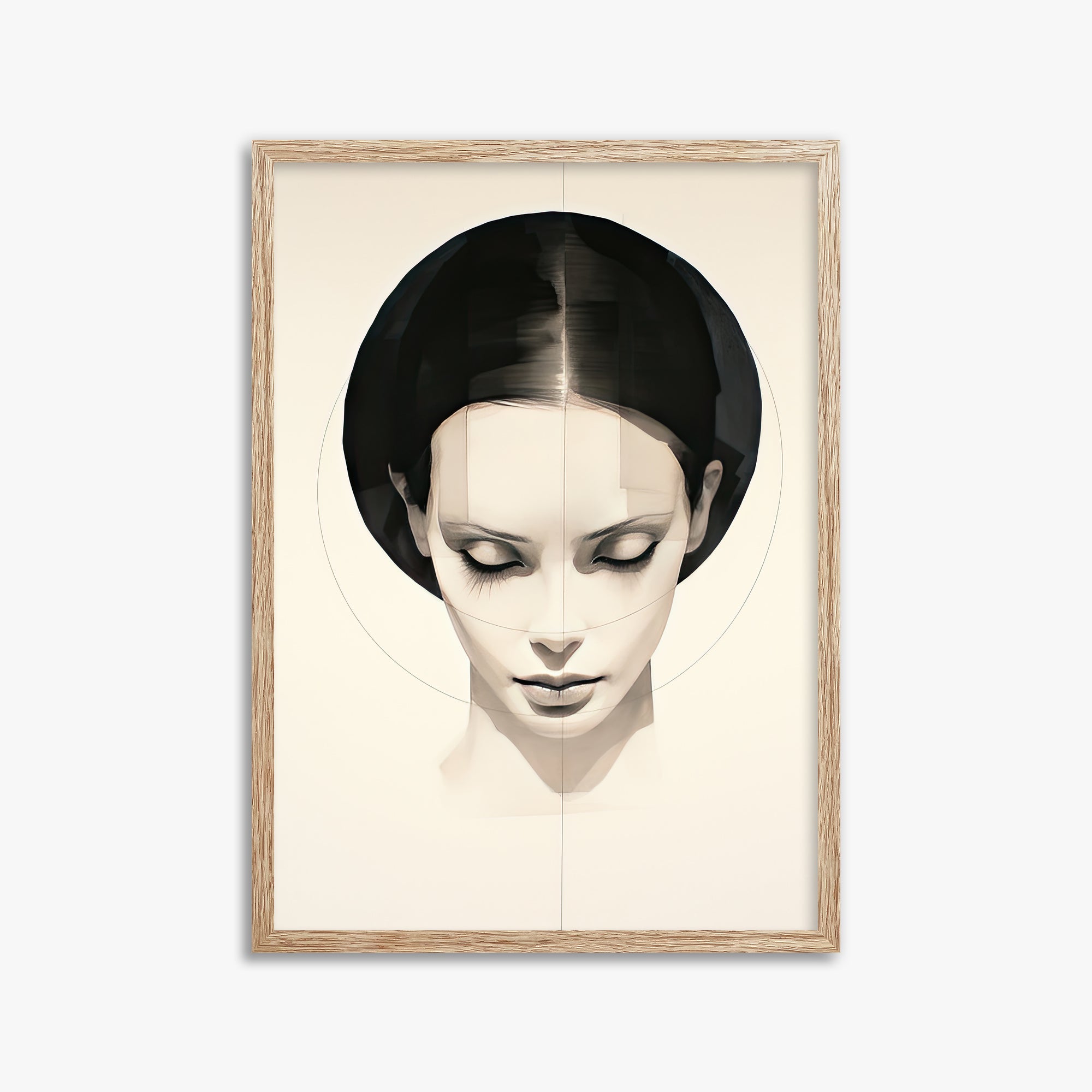Ethereal Symmetry, 50x70cm Framed Art Reproduction With Raw Oak Frame