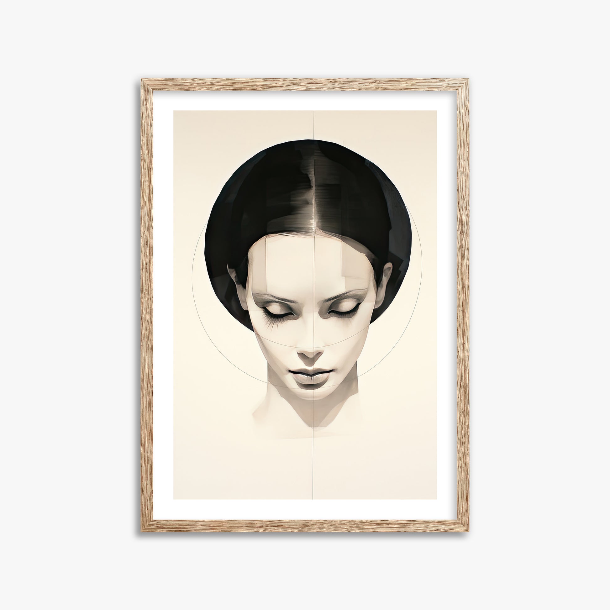 Ethereal Symmetry, 50x70cm Framed Art Reproduction With Raw Oak Frame