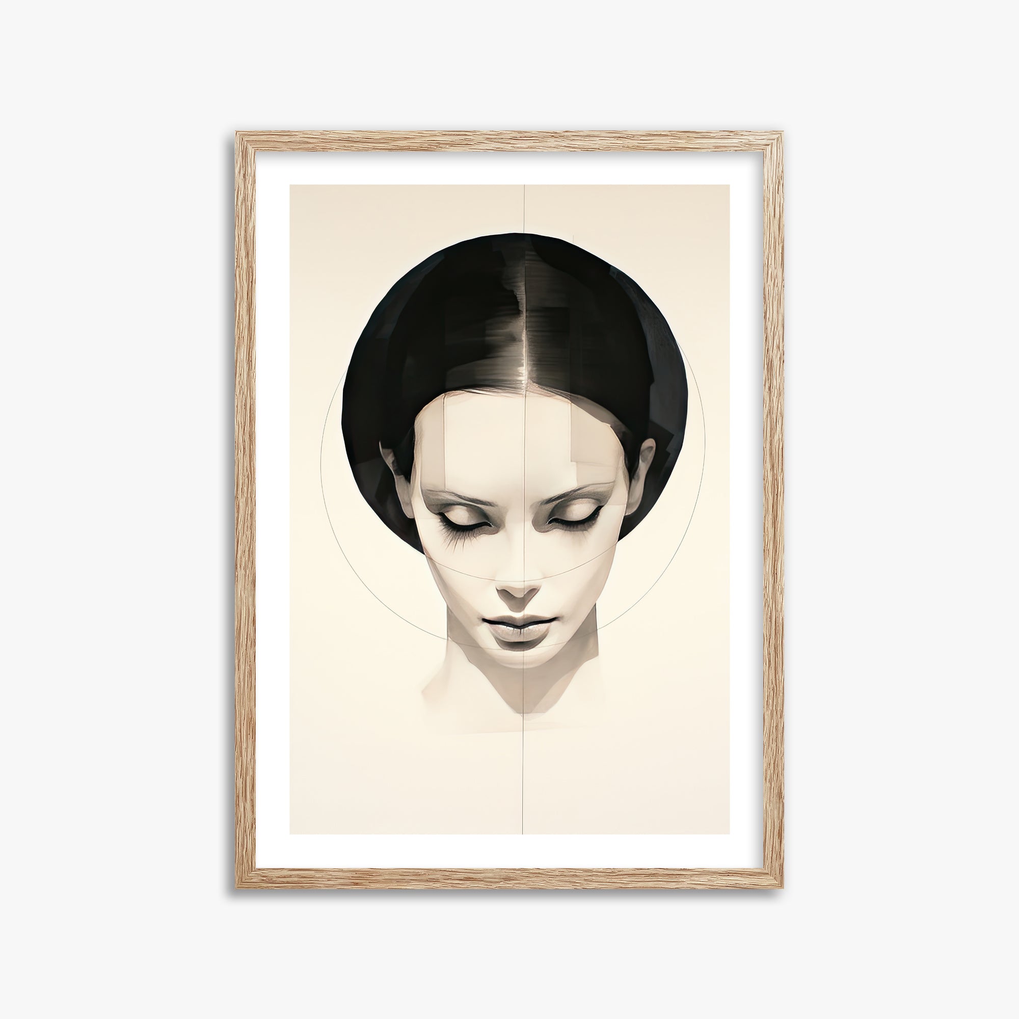 Ethereal Symmetry, 50x70cm Framed Art Reproduction With Raw Oak Frame