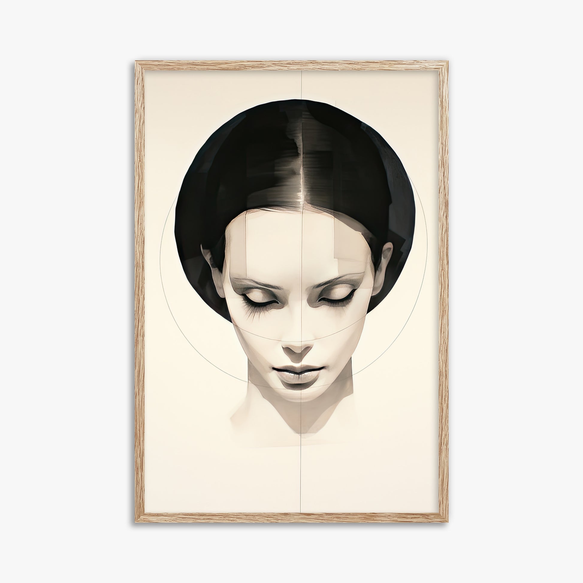 Ethereal Symmetry, 61x91cm Framed Art Reproduction With Raw Oak Frame