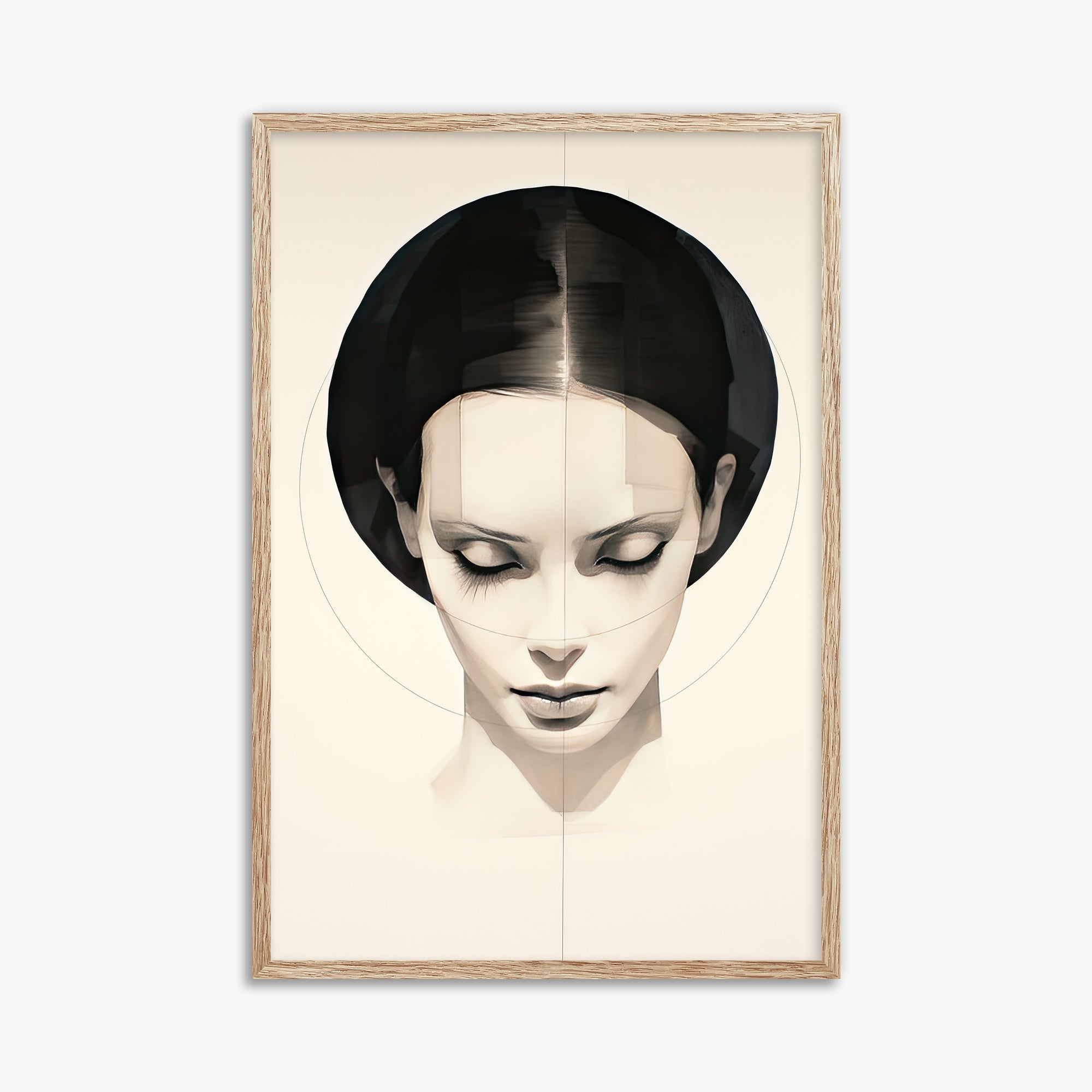 Ethereal Symmetry, 61x91cm Framed Art Reproduction With Raw Oak Frame