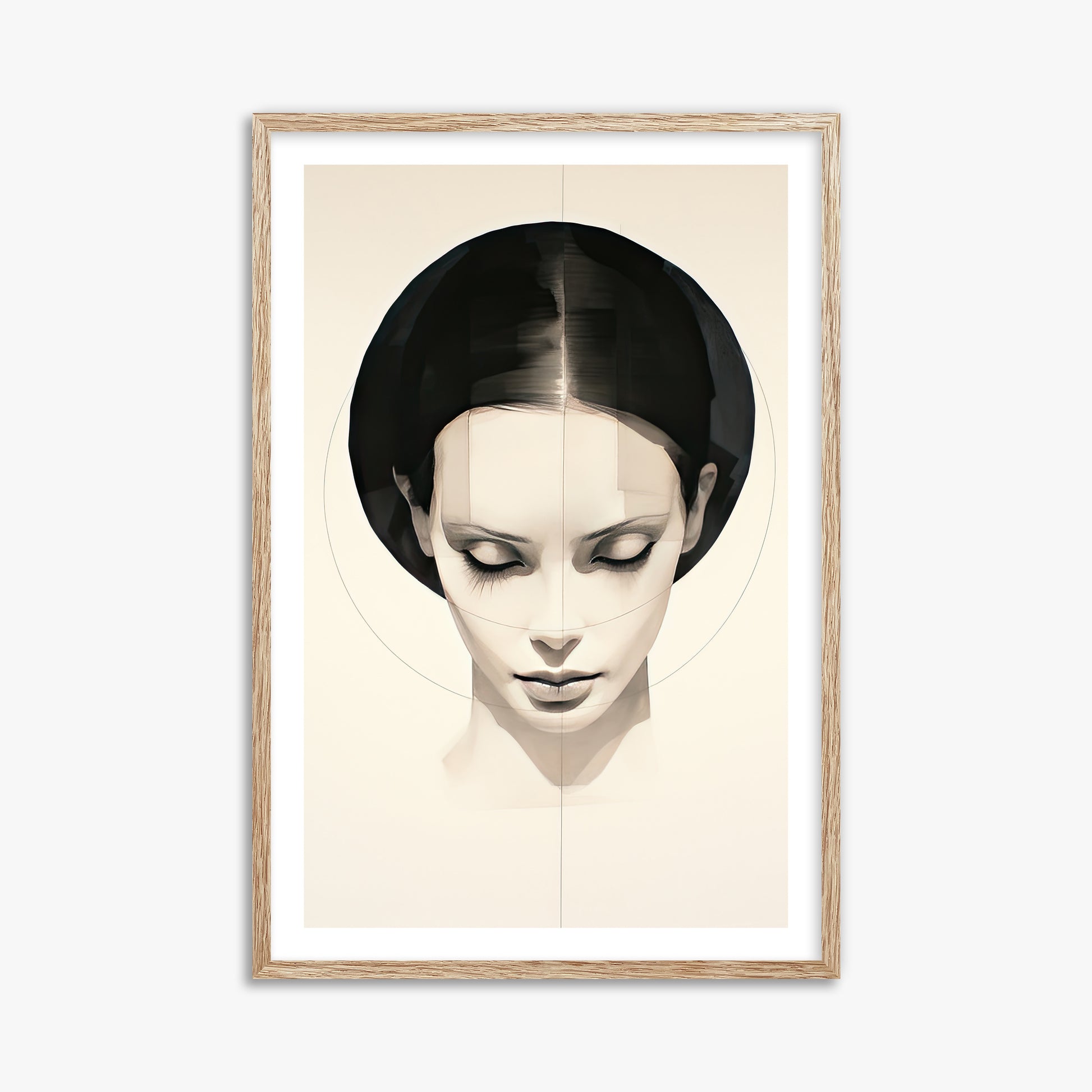 Ethereal Symmetry, 61x91cm Framed Art Reproduction With Raw Oak Frame