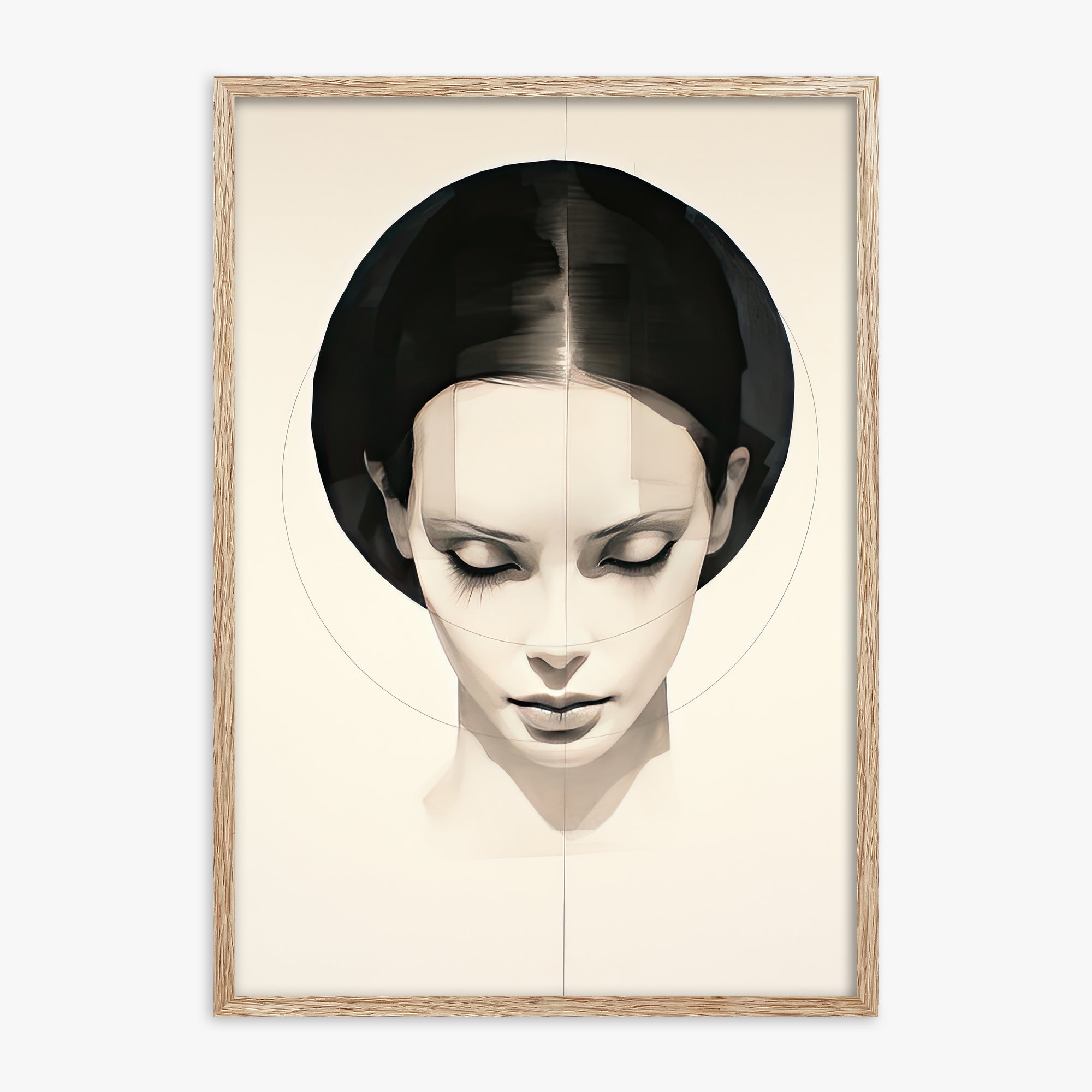 Ethereal Symmetry, 70x100cm Framed Art Reproduction With Raw Oak Frame