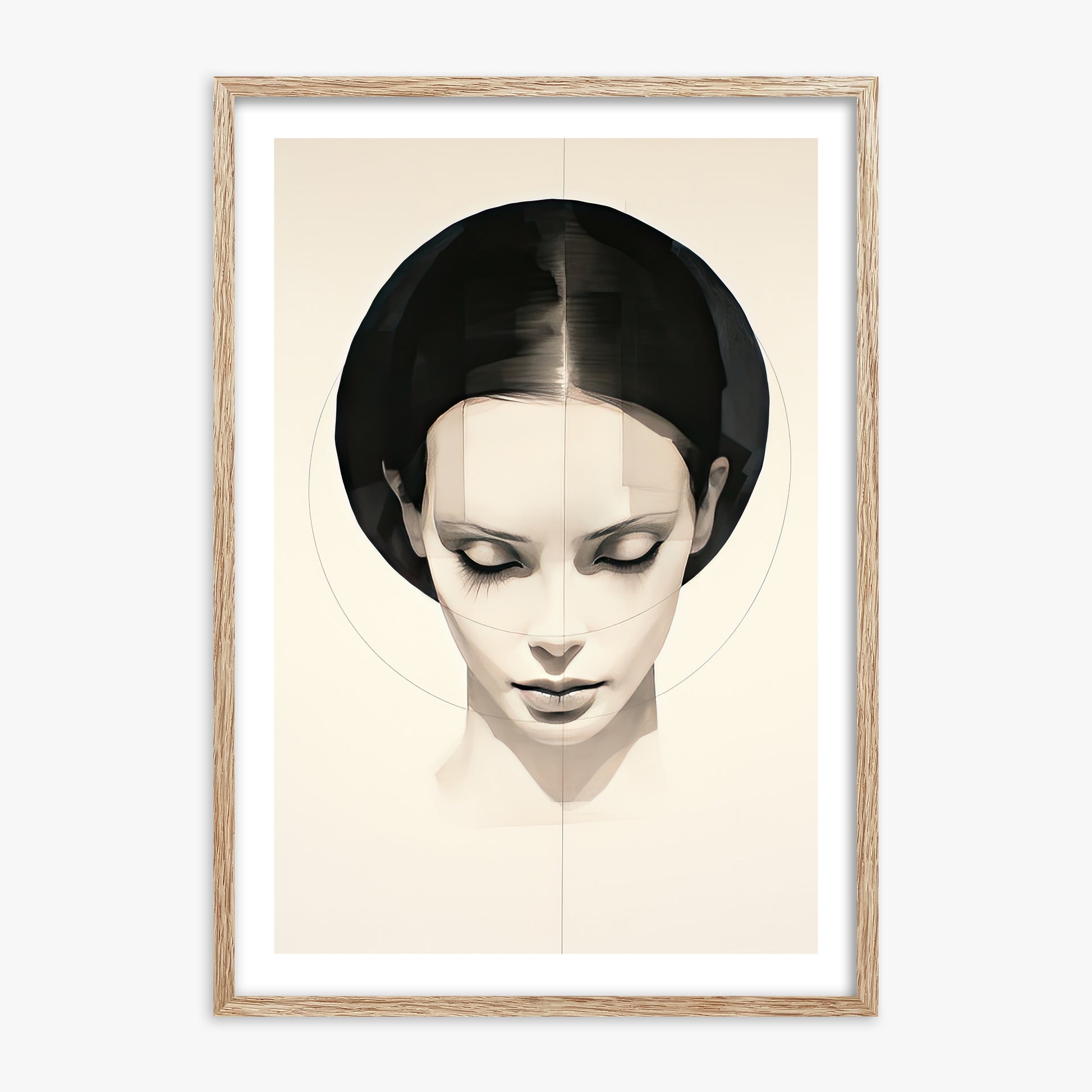 Ethereal Symmetry, 70x100cm Framed Art Reproduction With Raw Oak Frame