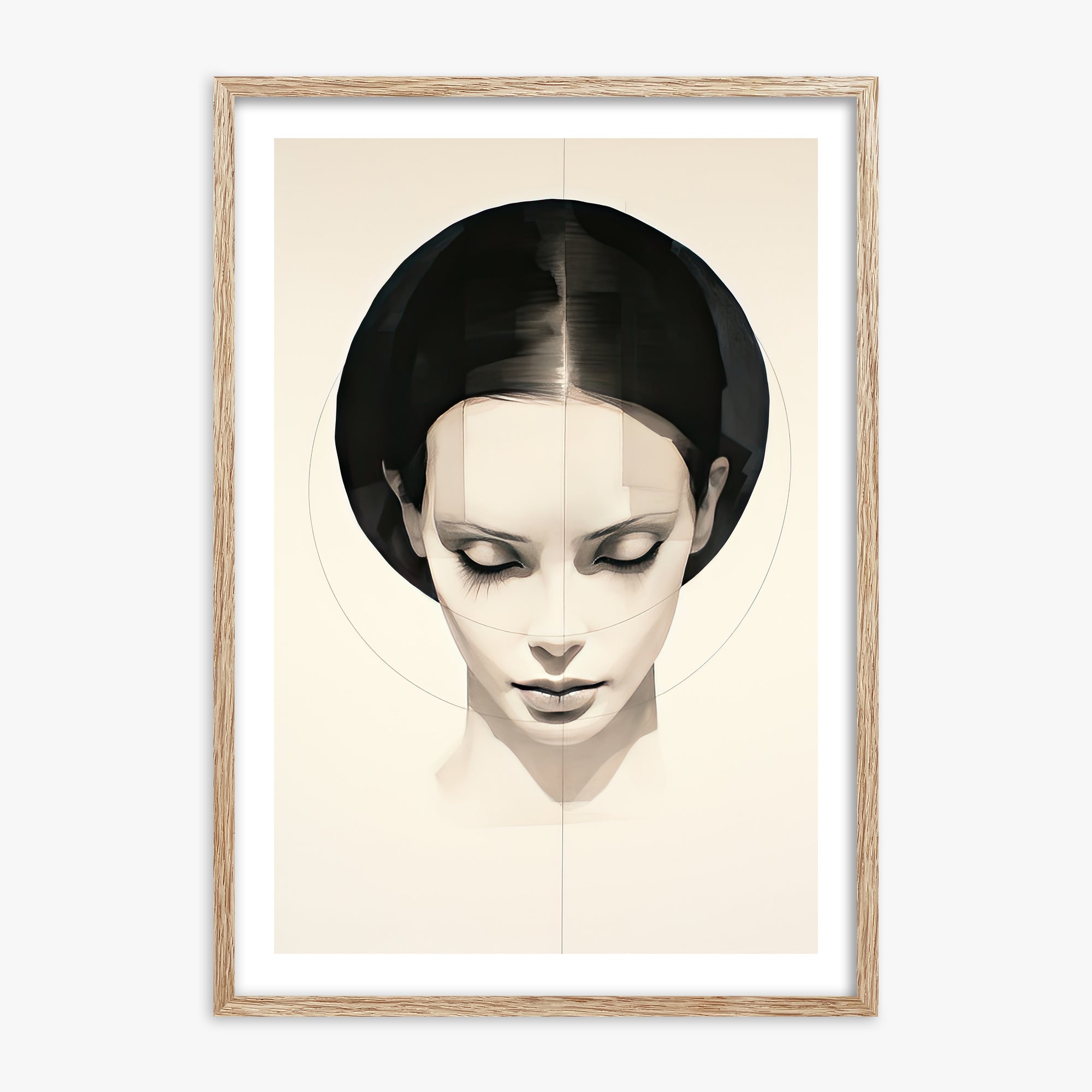 Ethereal Symmetry, 70x100cm Framed Art Reproduction With Raw Oak Frame