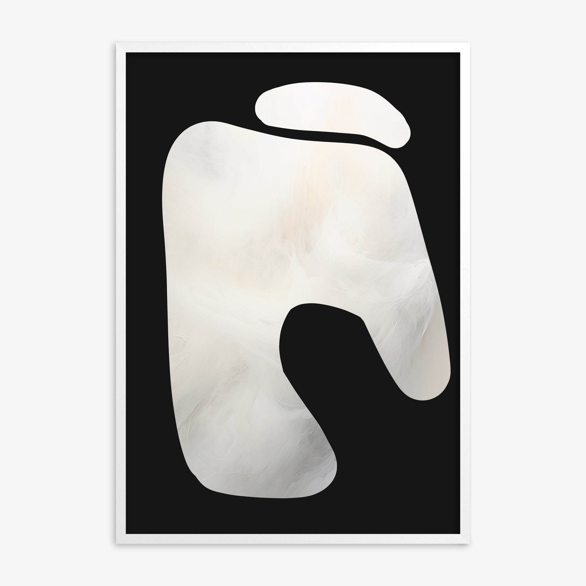 Eroded Form, White Framed Poster With White Frame