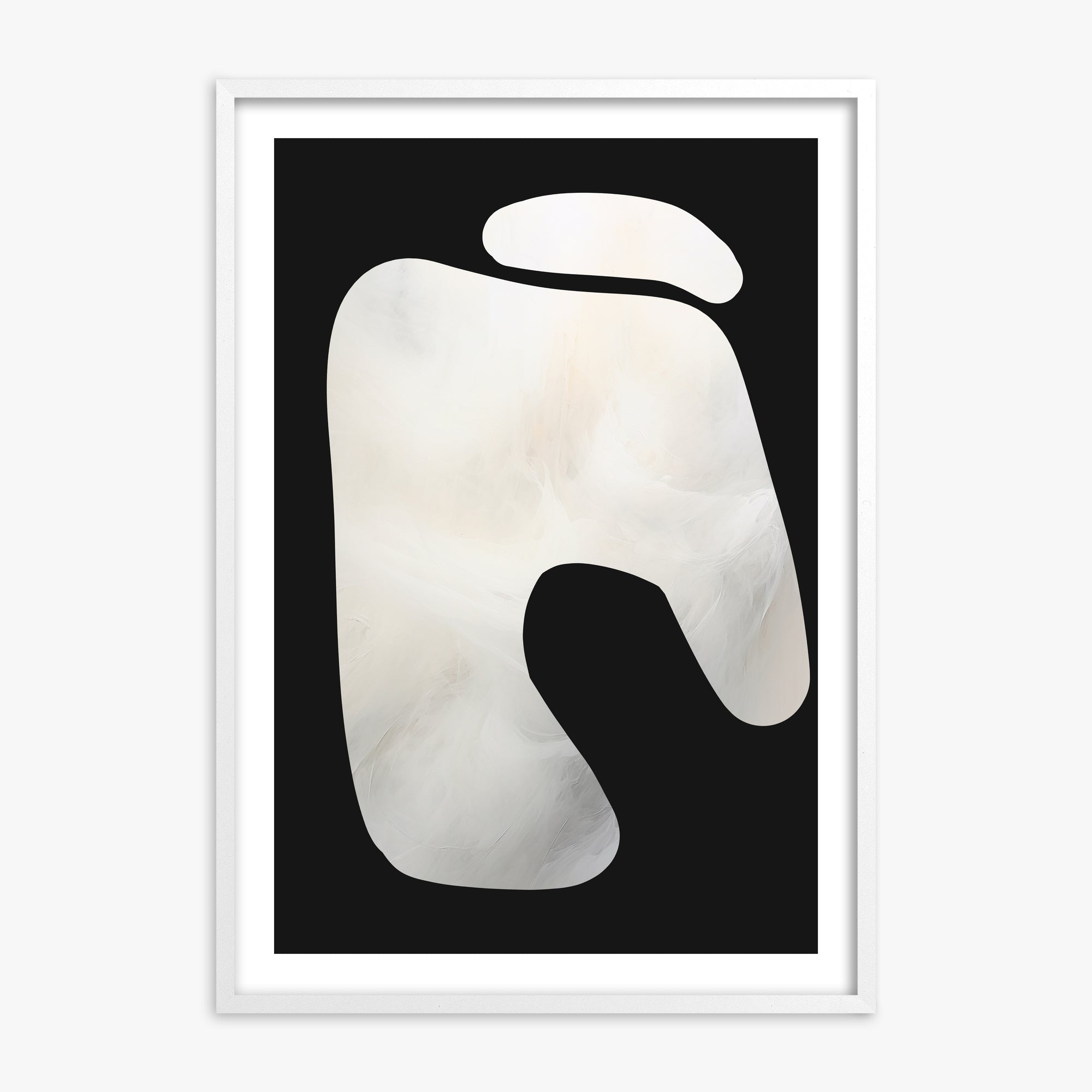 Eroded Form, White Framed Poster With White Frame