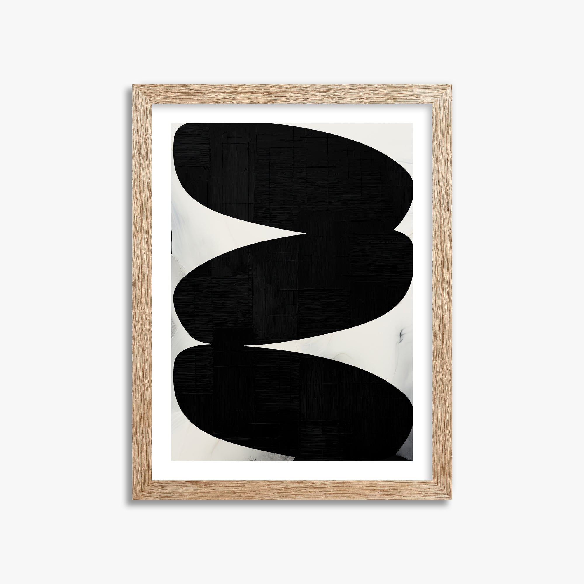 Onyx Trio, 30x40cm Framed Art Reproduction With Raw Oak Frame