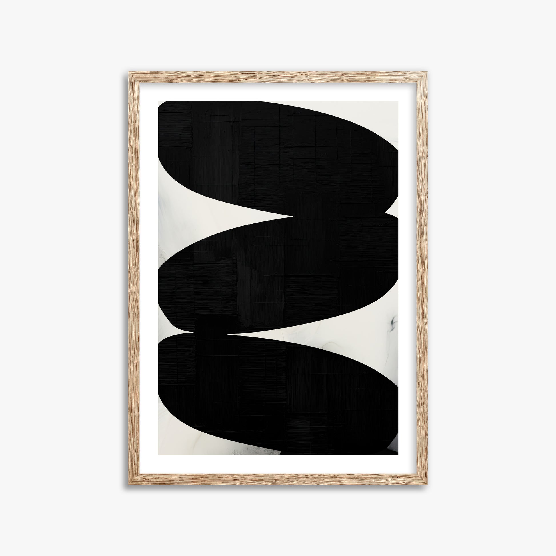 Onyx Trio, 50x70cm Framed Art Reproduction With Raw Oak Frame