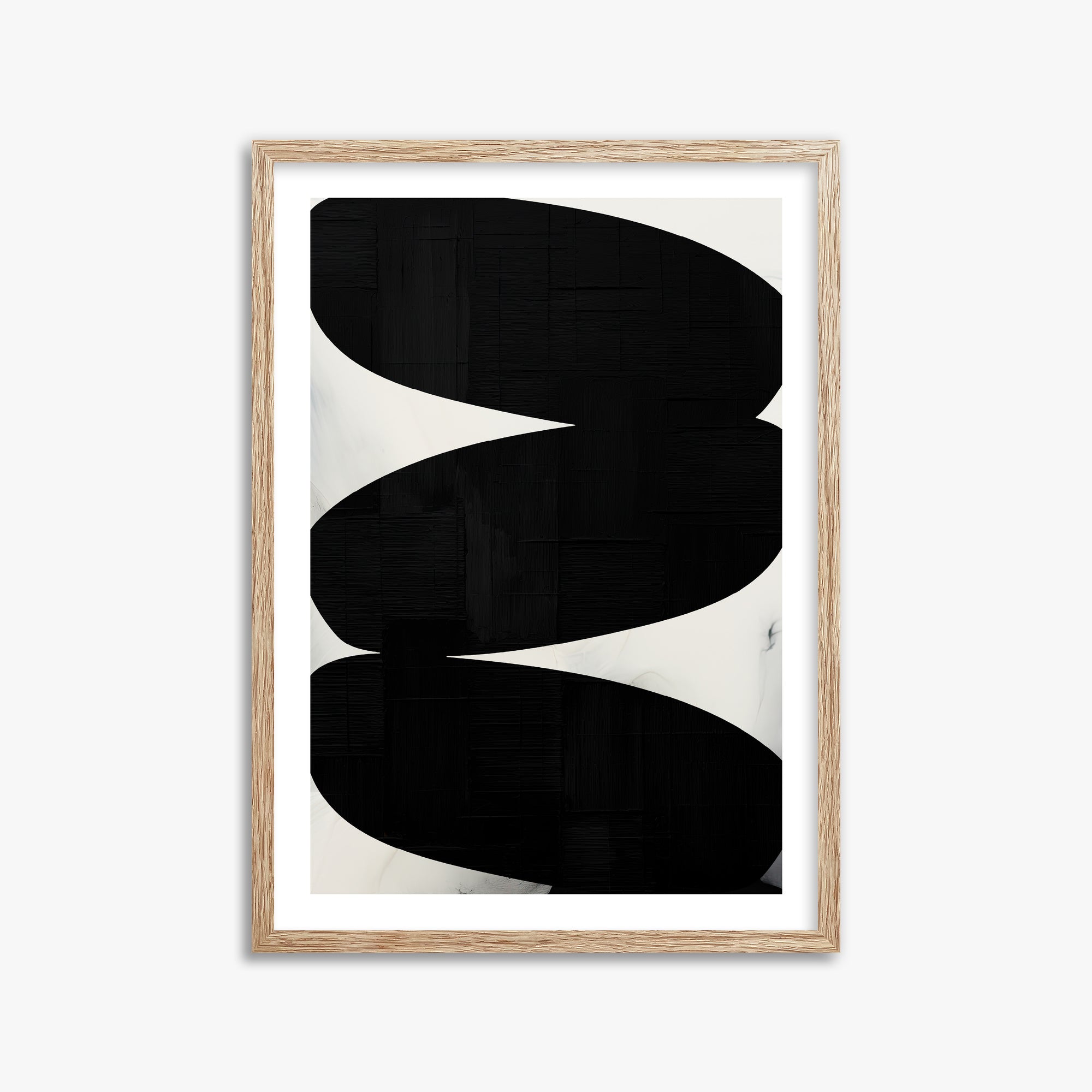 Onyx Trio, 50x70cm Framed Art Reproduction With Raw Oak Frame