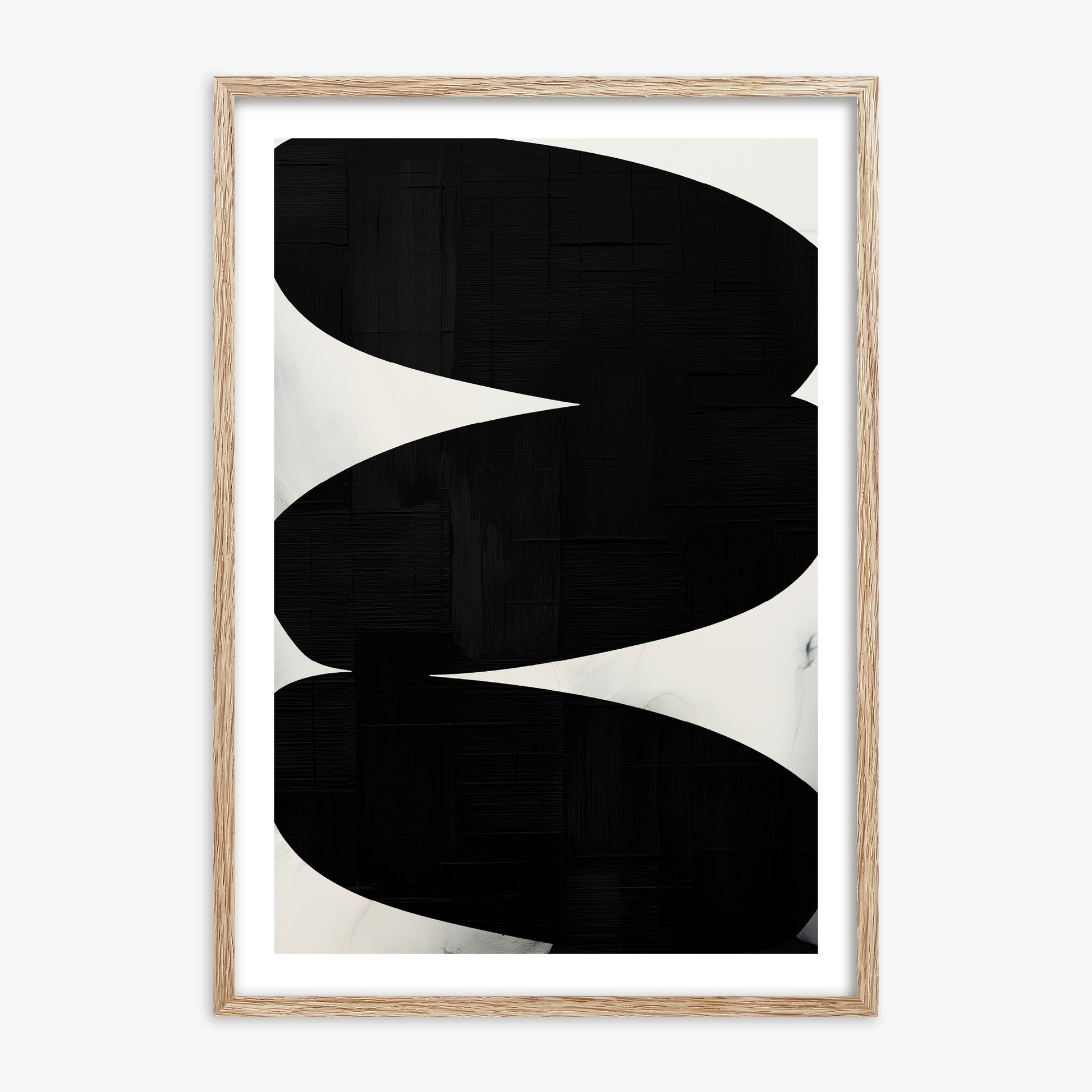 Onyx Trio, 70x100cm Framed Art Reproduction With Raw Oak Frame