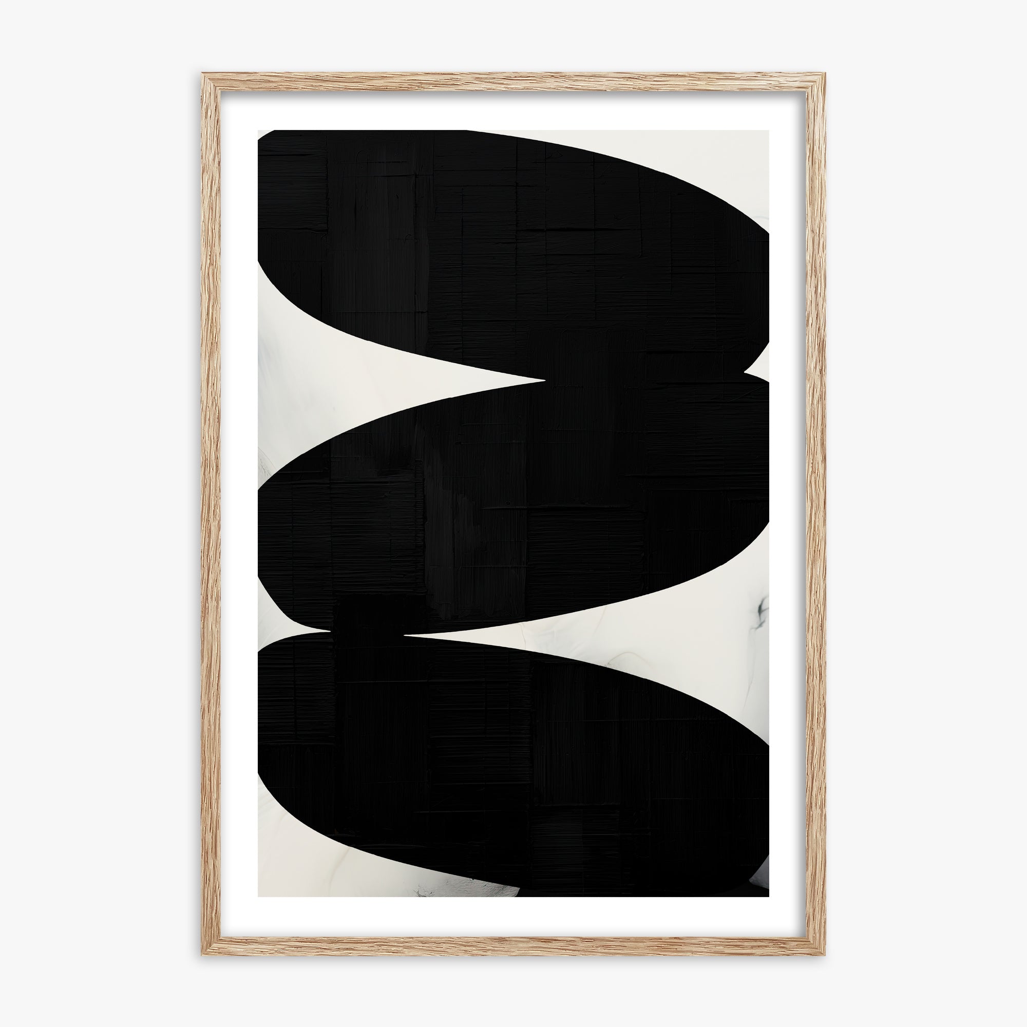 Onyx Trio, 70x100cm Framed Art Reproduction With Raw Oak Frame