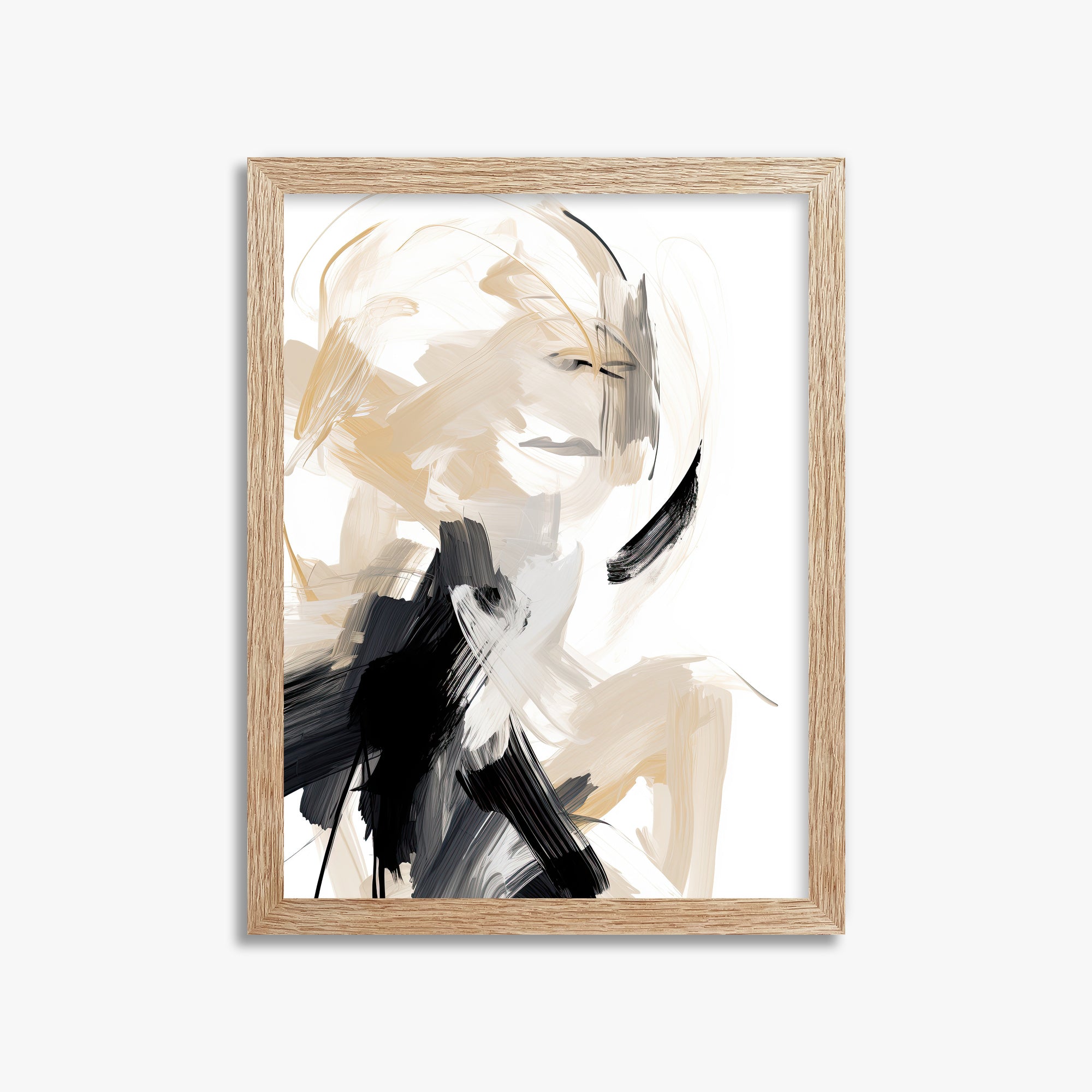 Whispered Elegance, 30x40cm Framed Art Reproduction With Raw Oak Frame