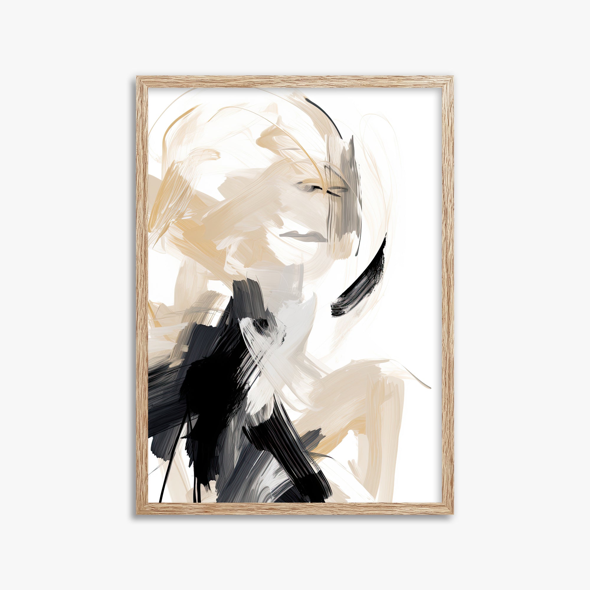 Whispered Elegance, 50x70cm Framed Art Reproduction With Raw Oak Frame
