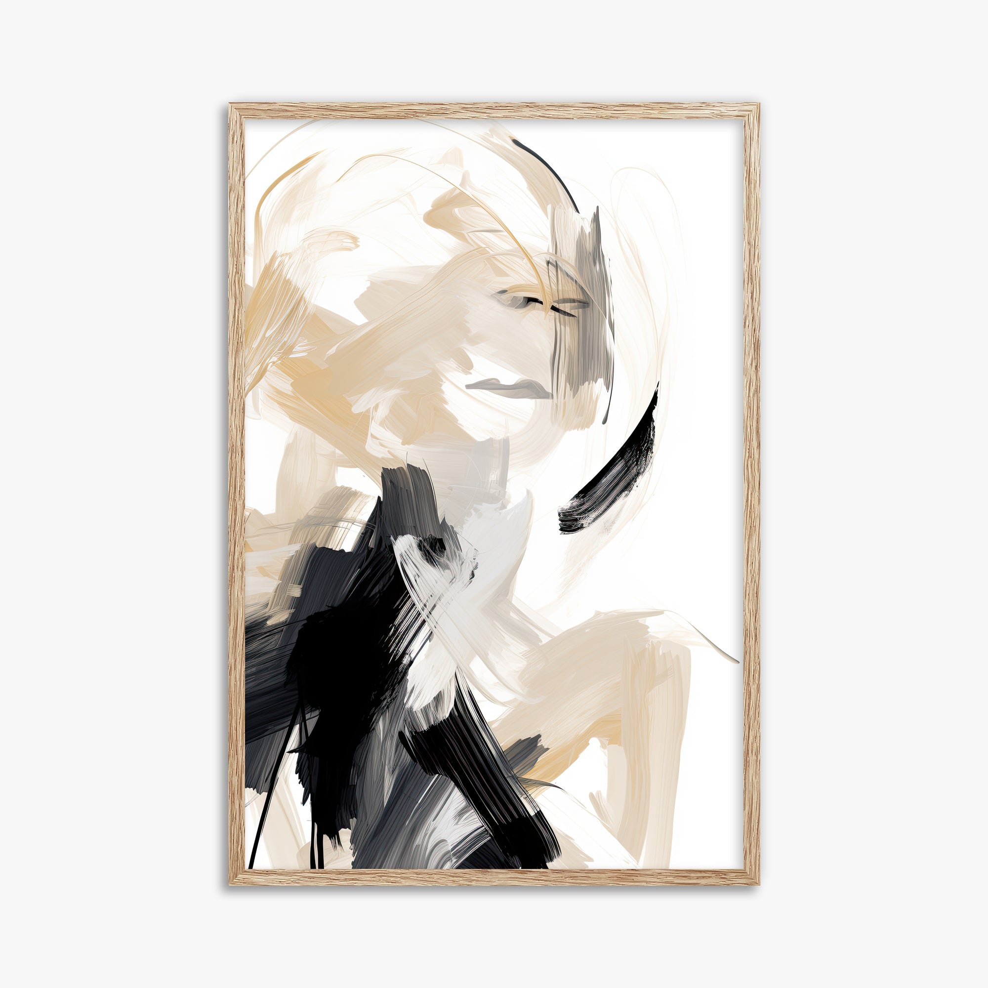 Whispered Elegance, 61x91cm Framed Art Reproduction With Raw Oak Frame