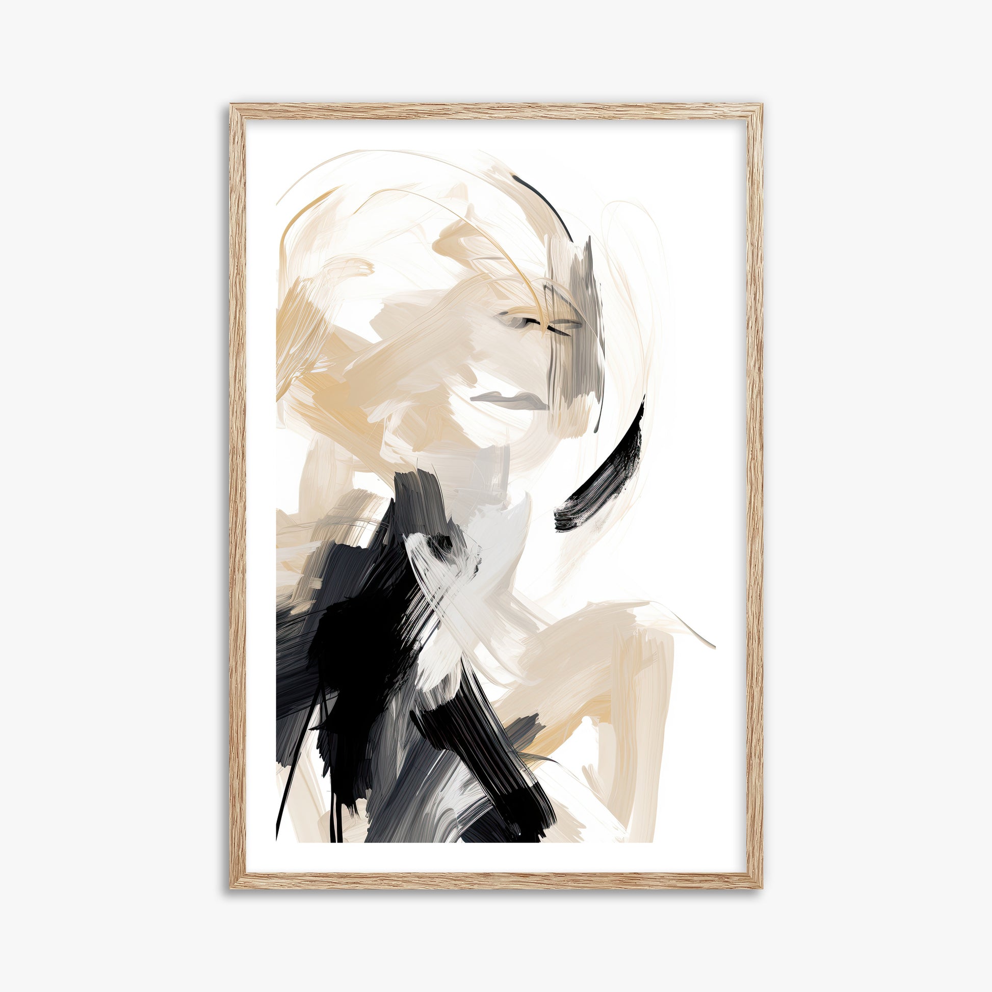 Whispered Elegance, 61x91cm Framed Art Reproduction With Raw Oak Frame
