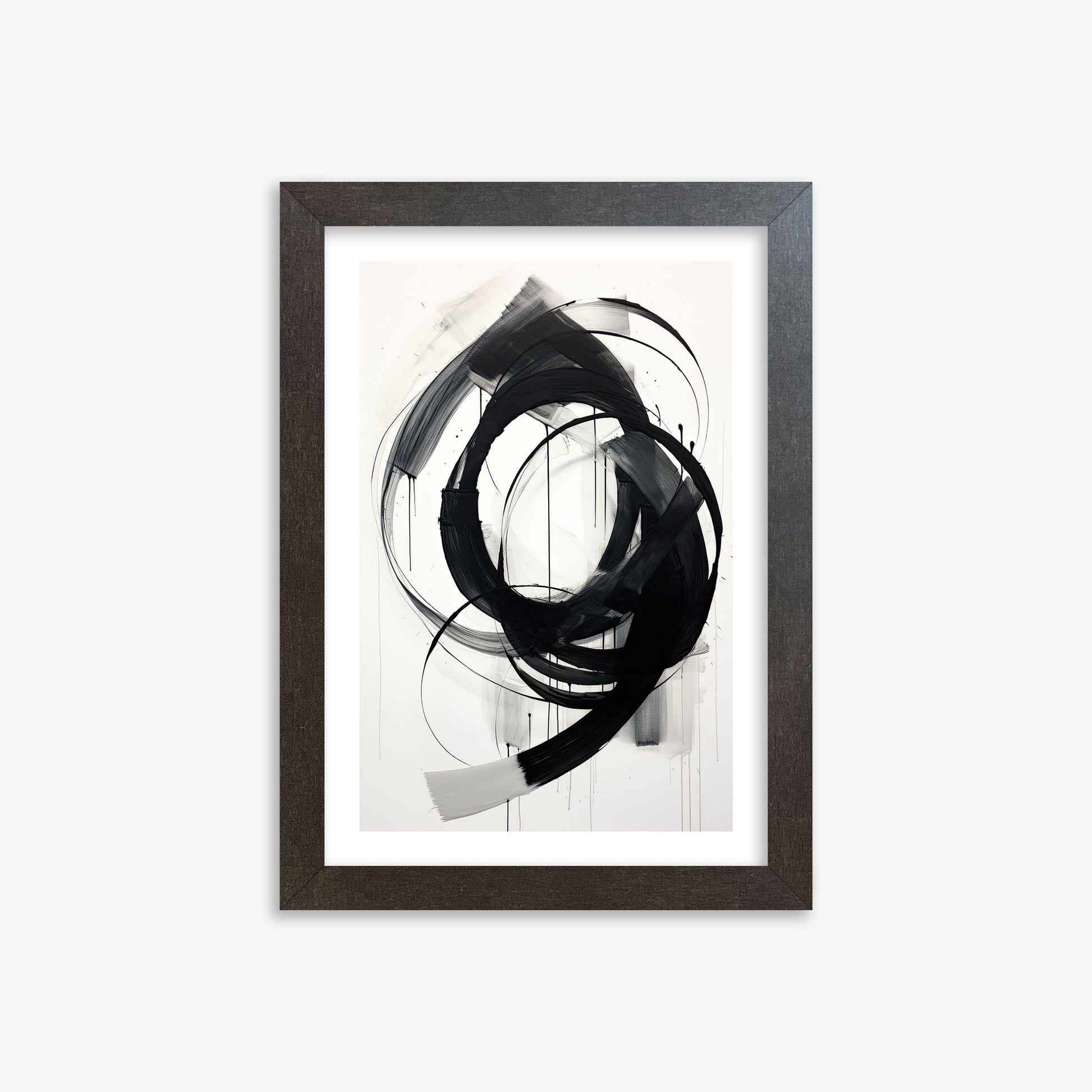 Ink Maelstrom, 21x30cm Framed Art Reproduction With Espresso Frame