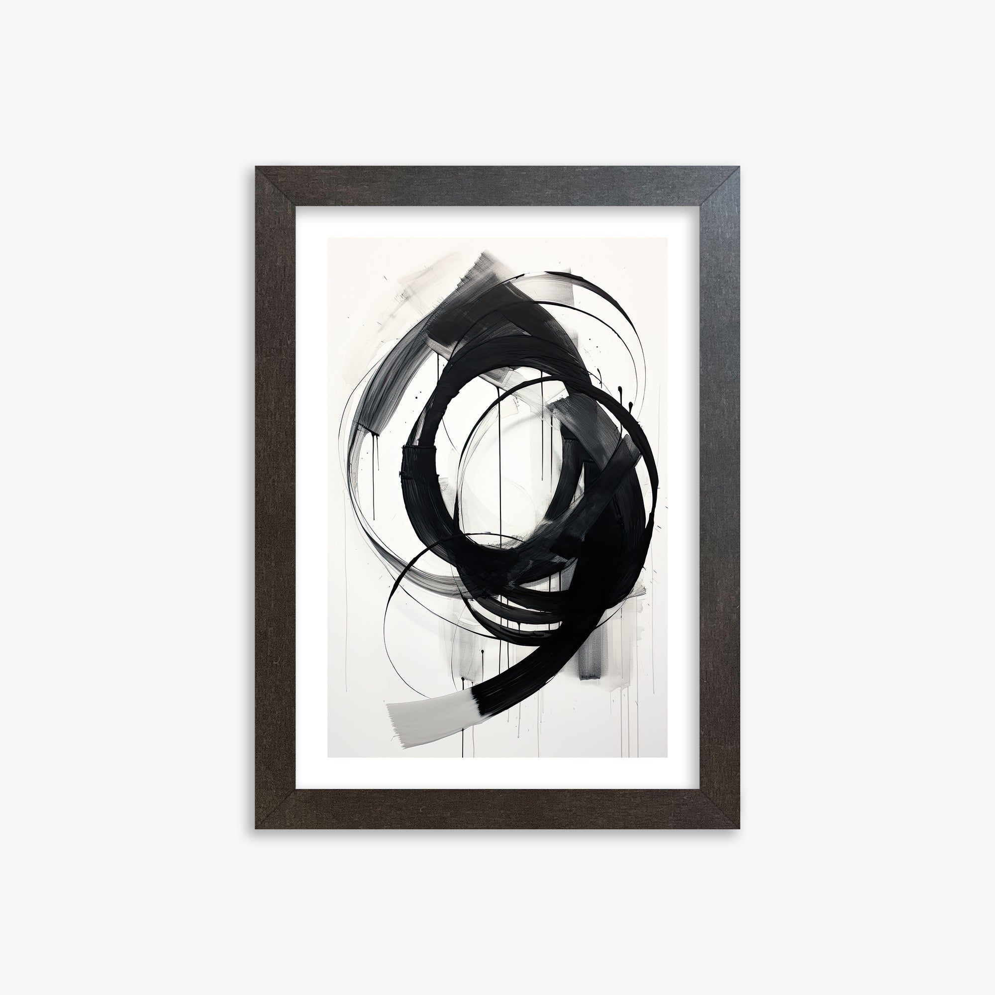 Ink Maelstrom, 21x30cm Framed Art Reproduction With Espresso Frame
