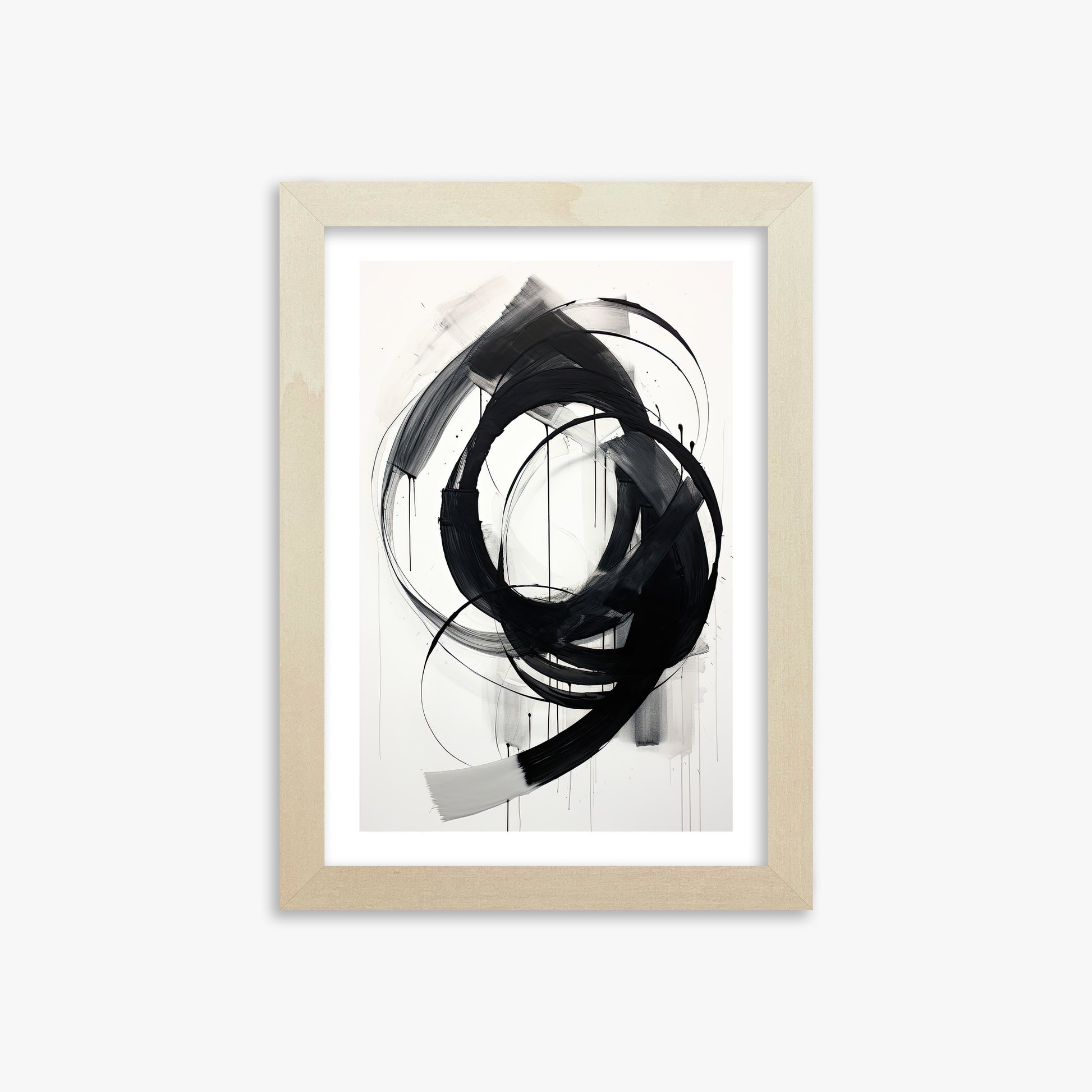 Ink Maelstrom, 21x30cm Framed Art Reproduction With Lime Wood Frame