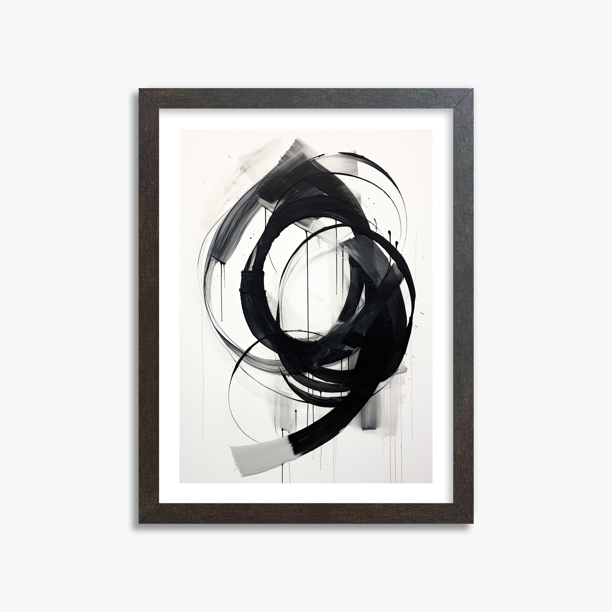 Ink Maelstrom, 30x40cm Framed Art Reproduction With Espresso Frame