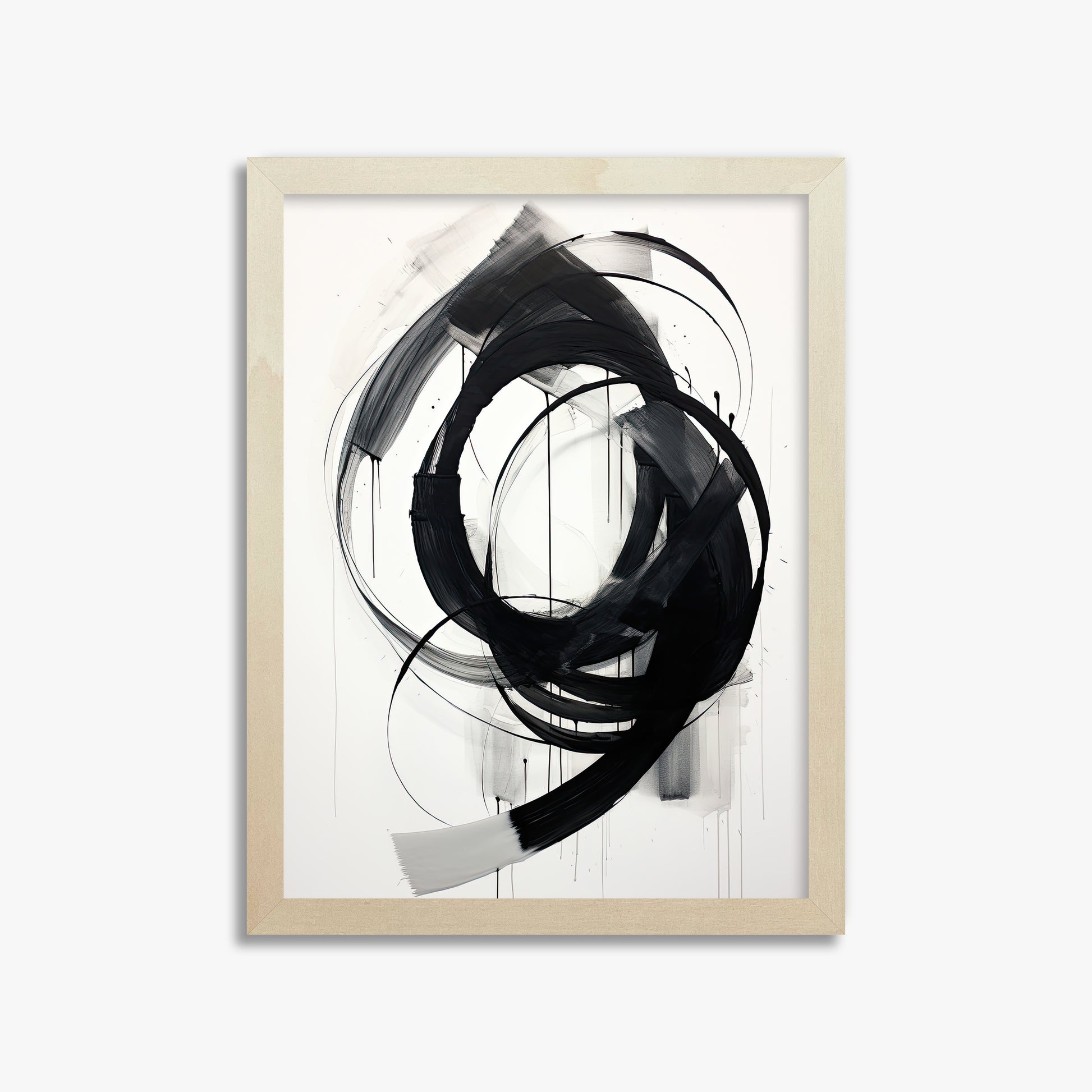Ink Maelstrom, 30x40cm Framed Art Reproduction With Lime Wood Frame