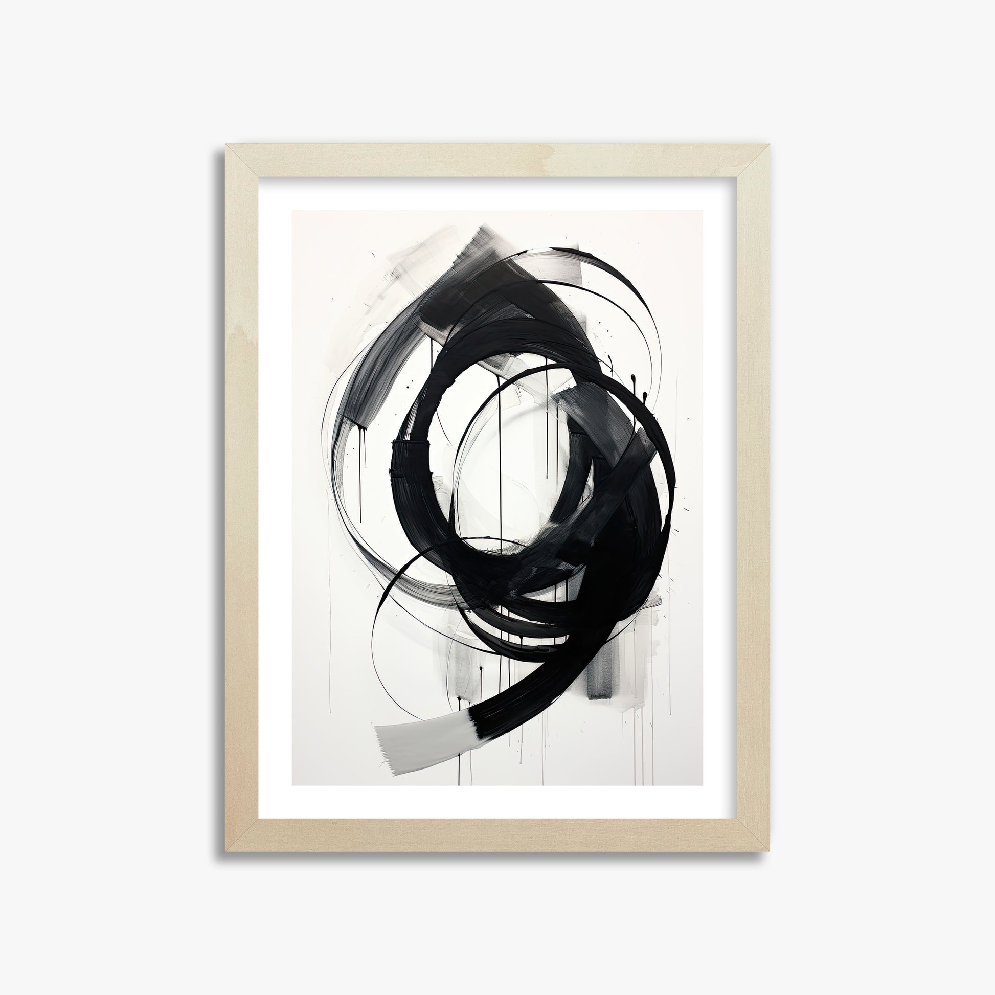Ink Maelstrom, 30x40cm Framed Art Reproduction With Lime Wood Frame