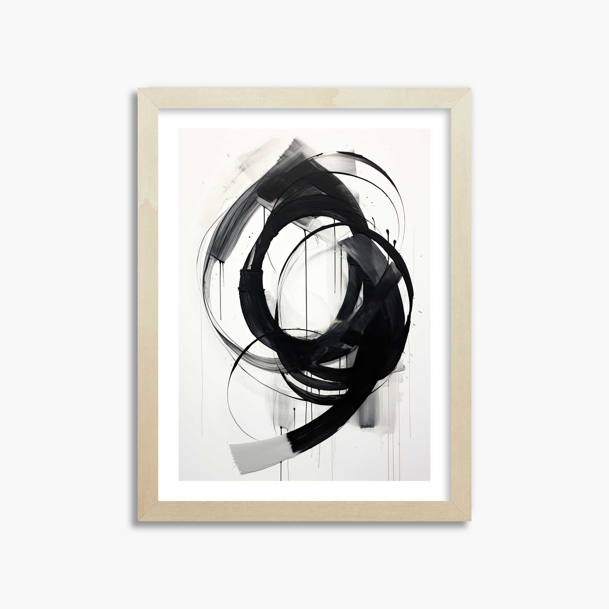 Ink Maelstrom, 30x40cm Framed Art Reproduction With Lime Wood Frame