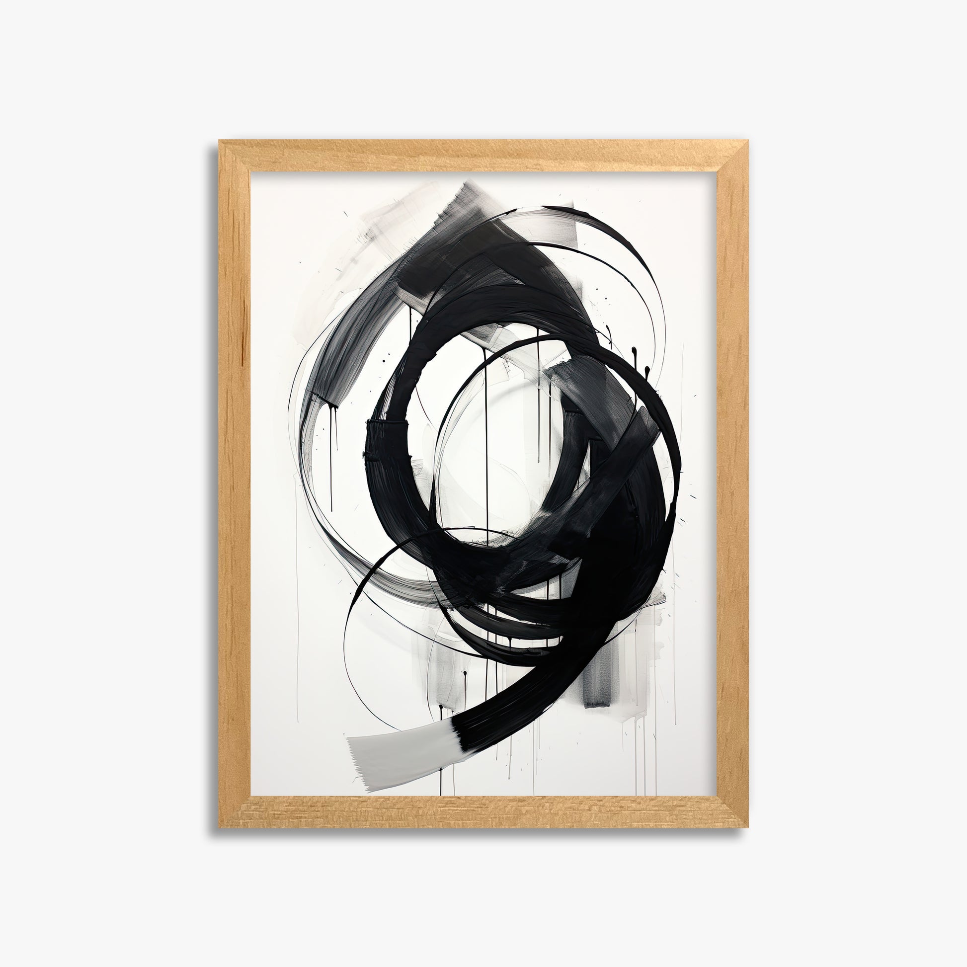 Ink Maelstrom, 30x40cm Framed Poster With Oak Frame