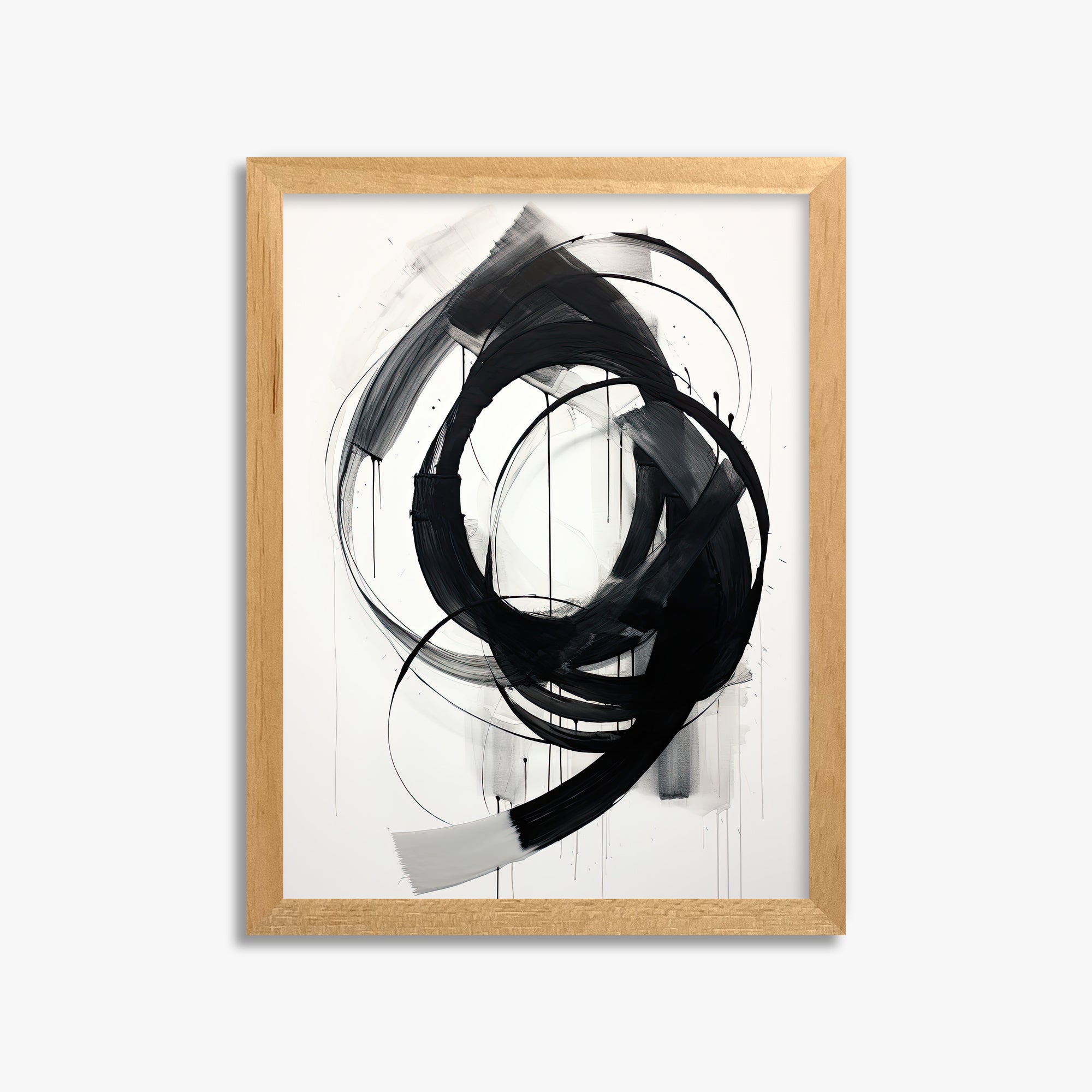 Ink Maelstrom, 30x40cm Framed Poster With Oak Frame