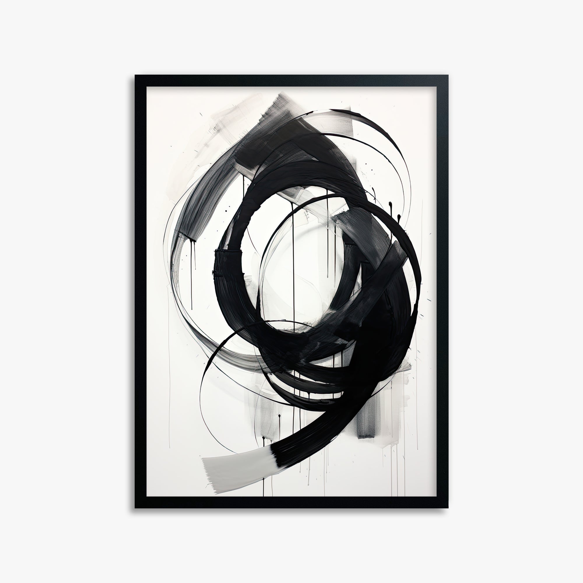 Ink Maelstrom, 50x70cm Framed Poster With Black Frame