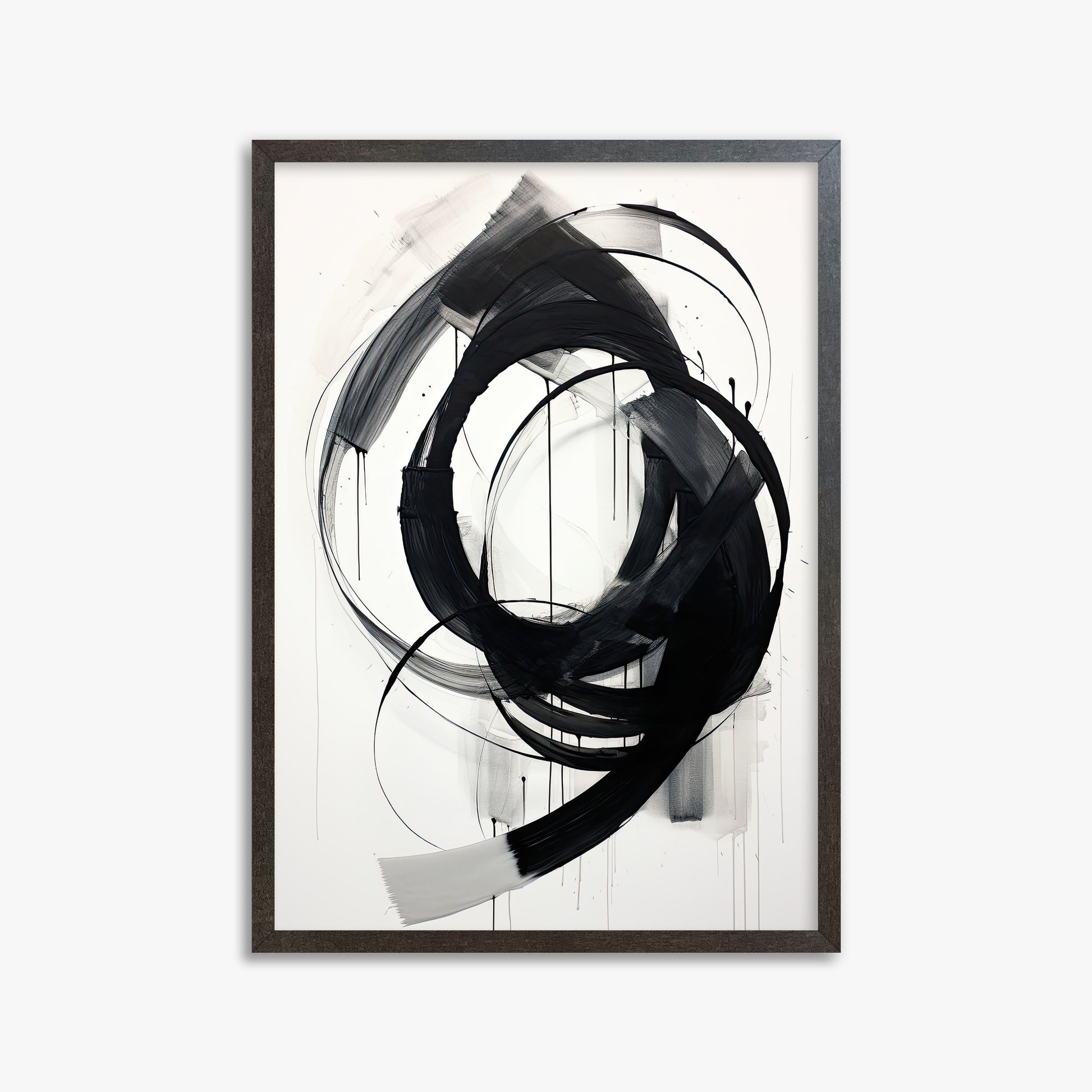 Ink Maelstrom, 50x70cm Framed Art Reproduction With Espresso Frame