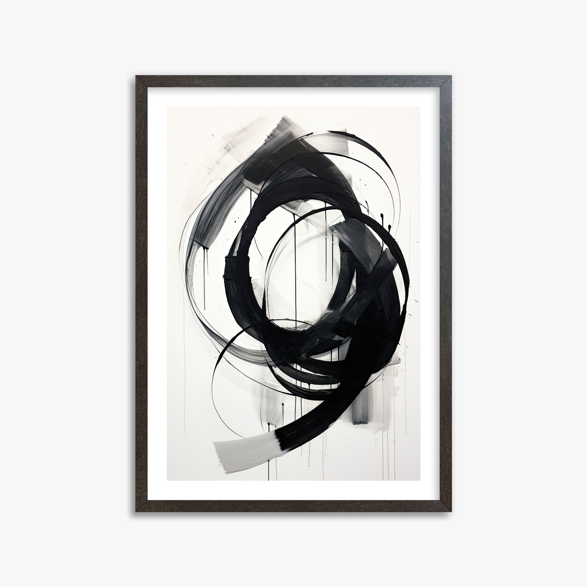 Ink Maelstrom, 50x70cm Framed Art Reproduction With Espresso Frame