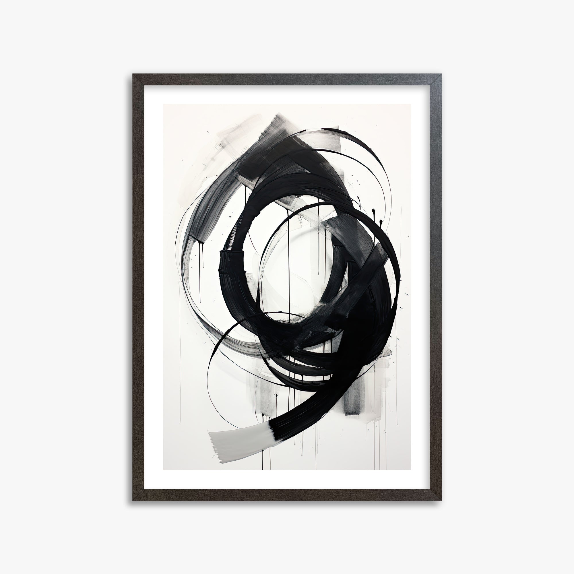 Ink Maelstrom, 50x70cm Framed Art Reproduction With Espresso Frame