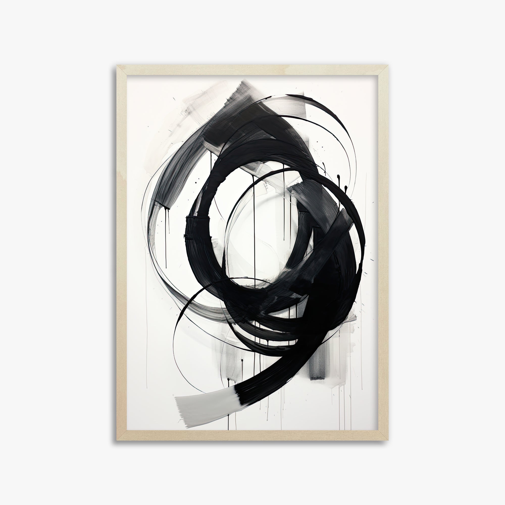 Ink Maelstrom, 50x70cm Framed Art Reproduction With Lime Wood Frame