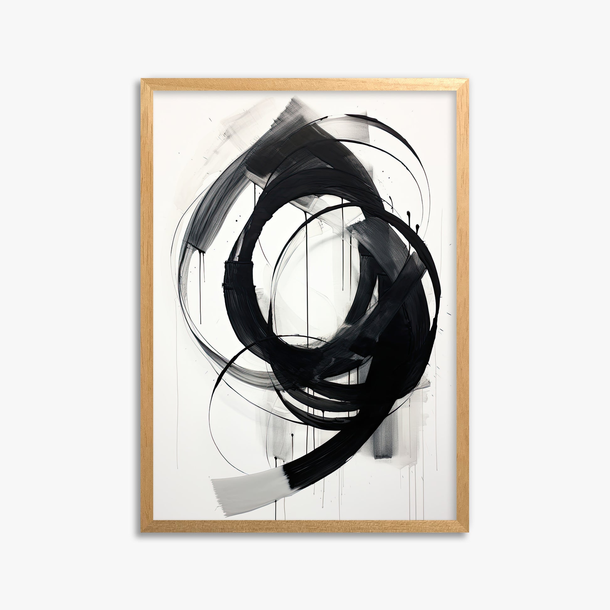 Ink Maelstrom, 50x70cm Framed Poster With Oak Frame