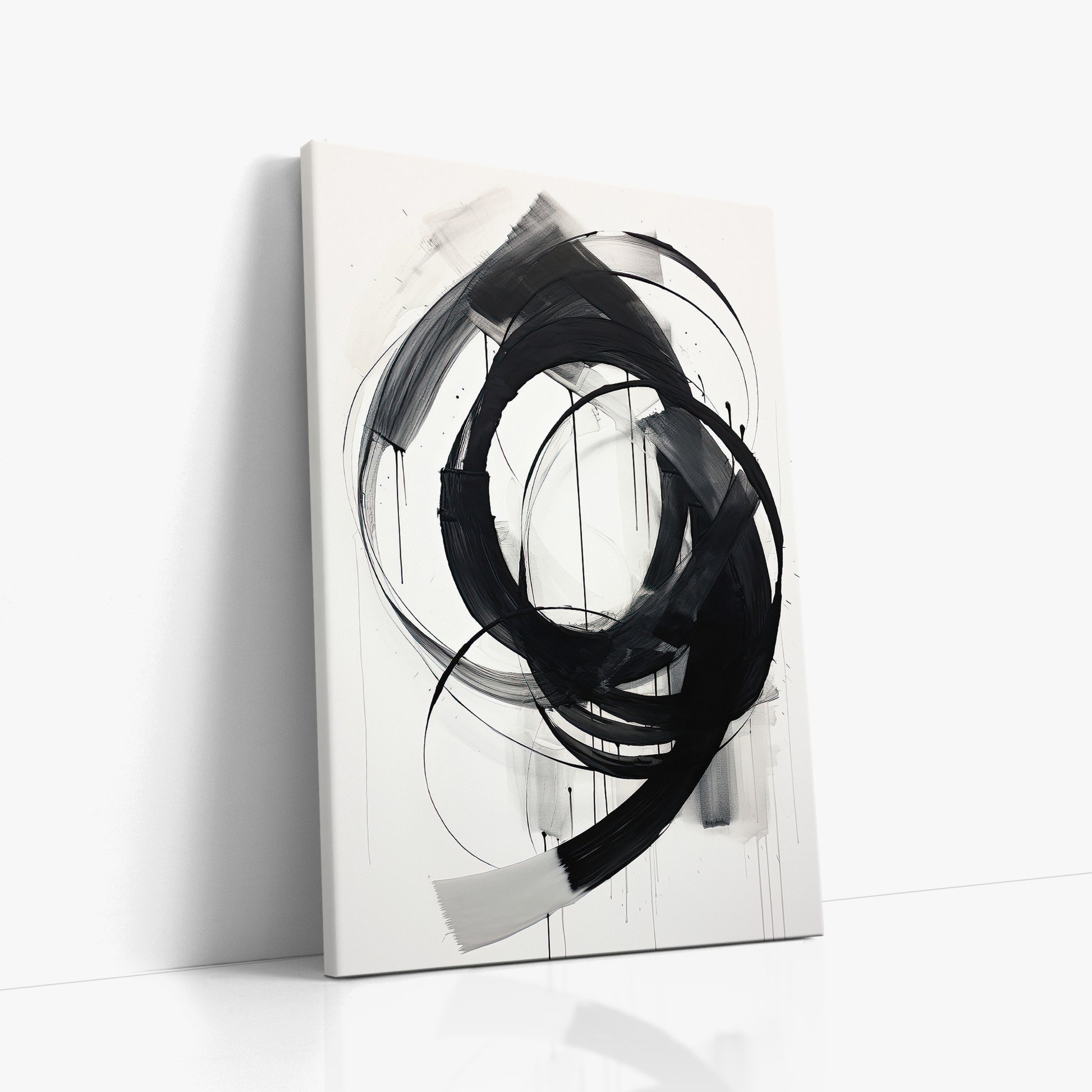 Ink Maelstrom, 60x90cm Satin Canvas Art Reproduction Left Angle
