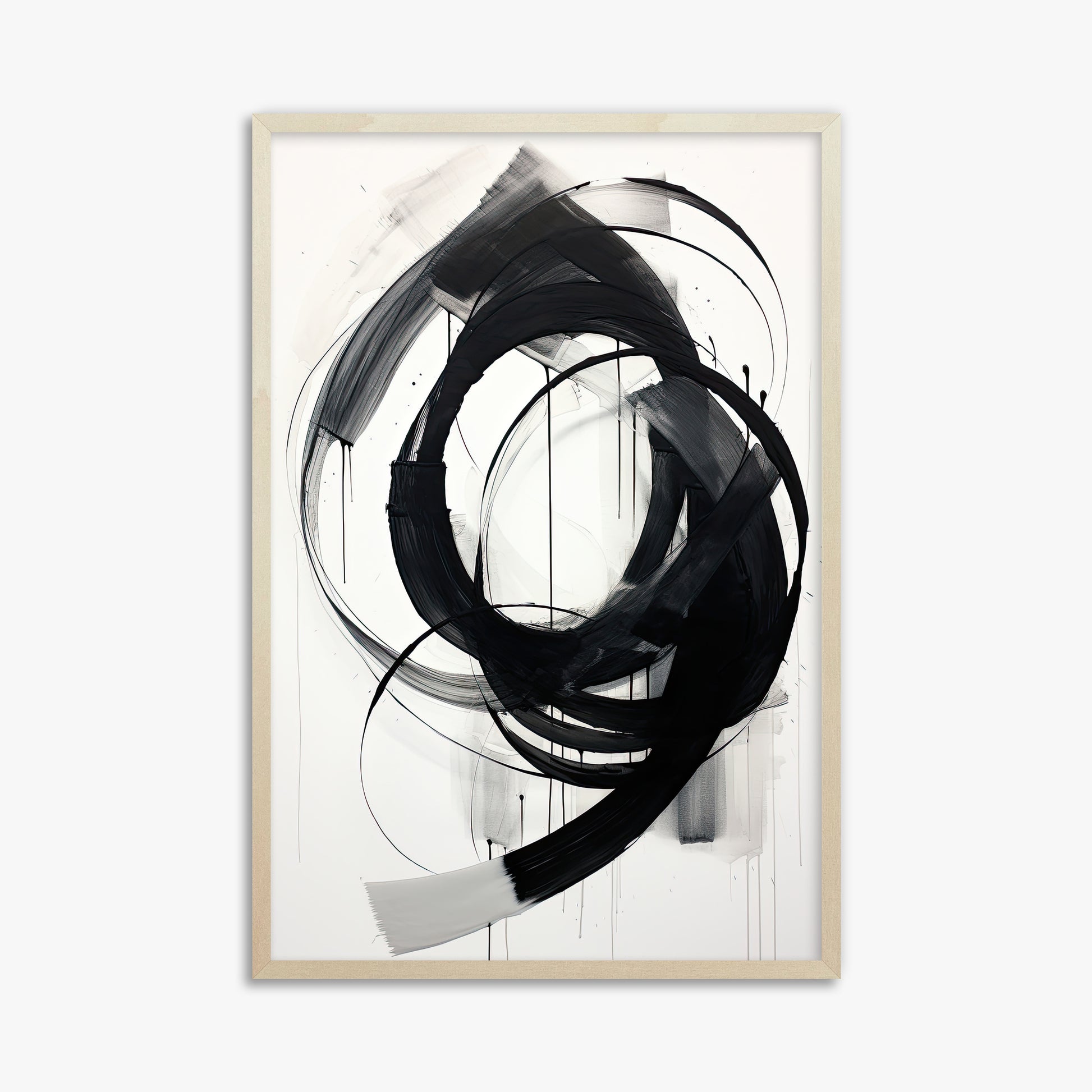Ink Maelstrom, 61x91cm Framed Art Reproduction With Lime Wood Frame