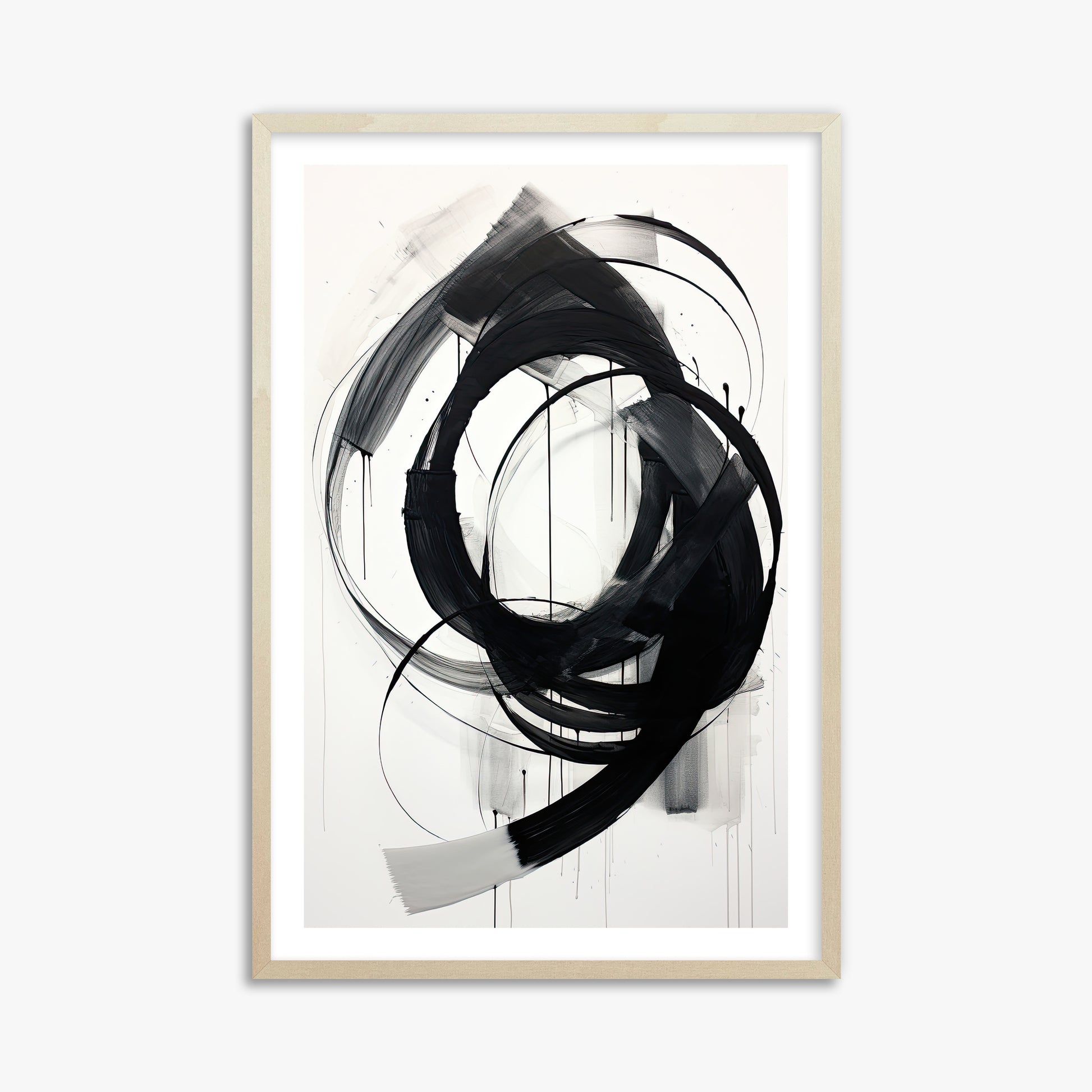 Ink Maelstrom, 61x91cm Framed Art Reproduction With Lime Wood Frame