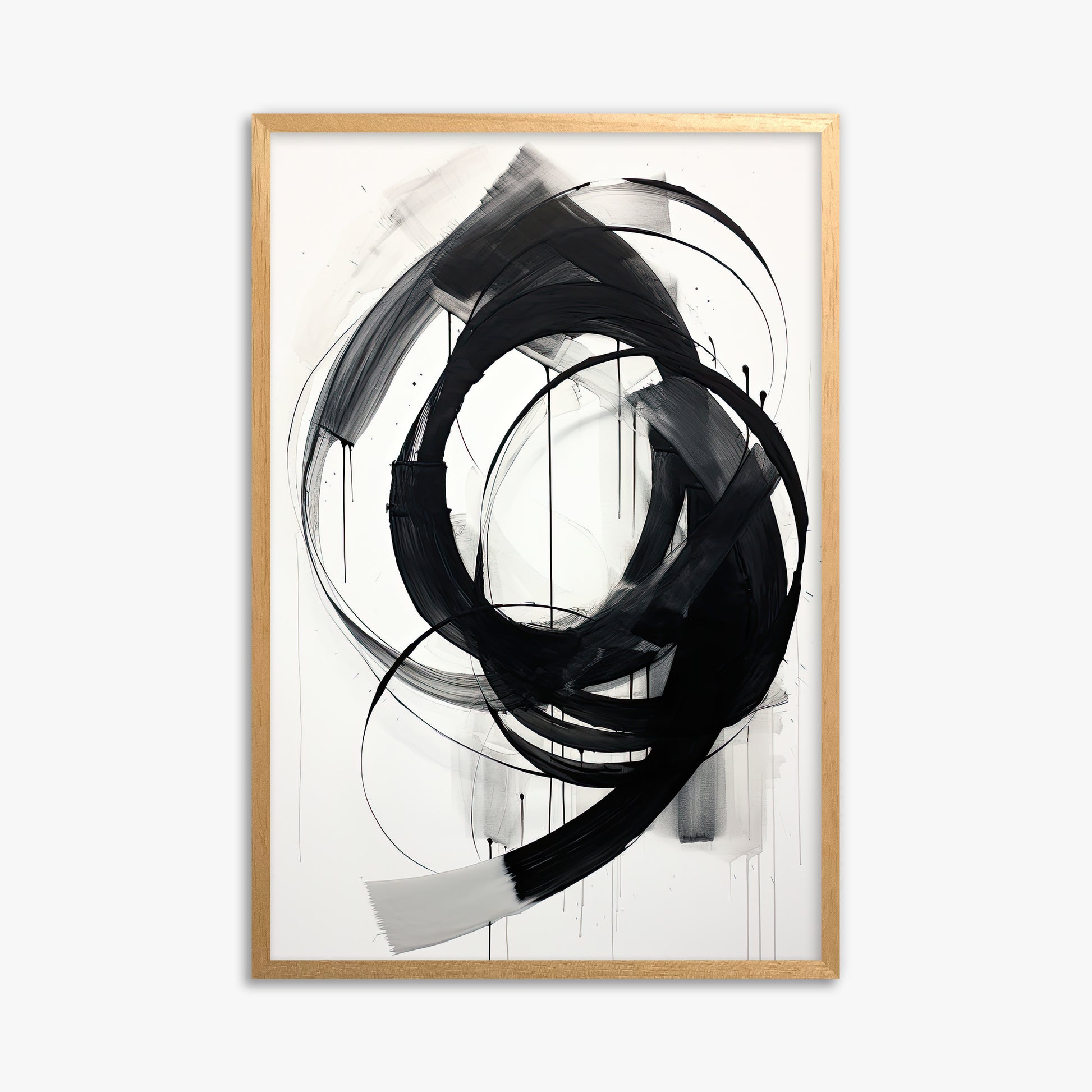 Ink Maelstrom, 61x91cm Framed Poster With Oak Frame