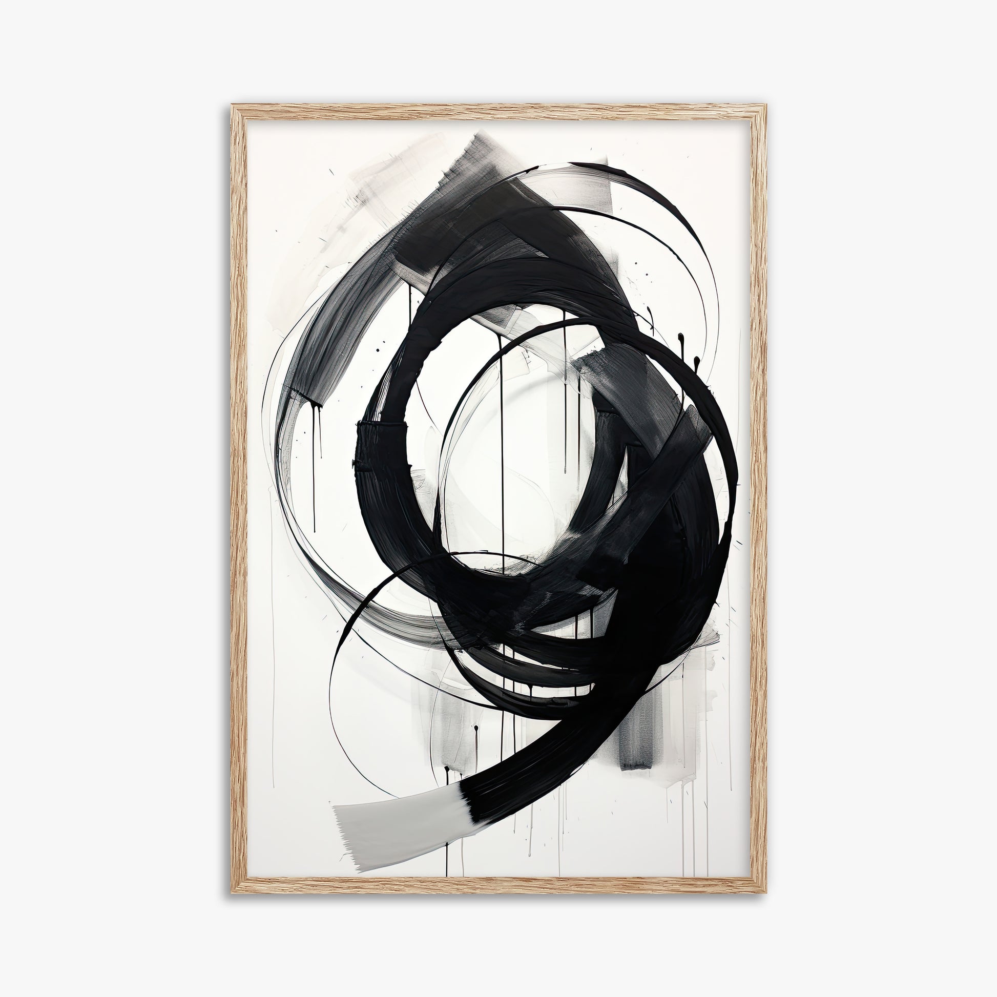 Ink Maelstrom, 61x91cm Framed Art Reproduction With Raw Oak Frame
