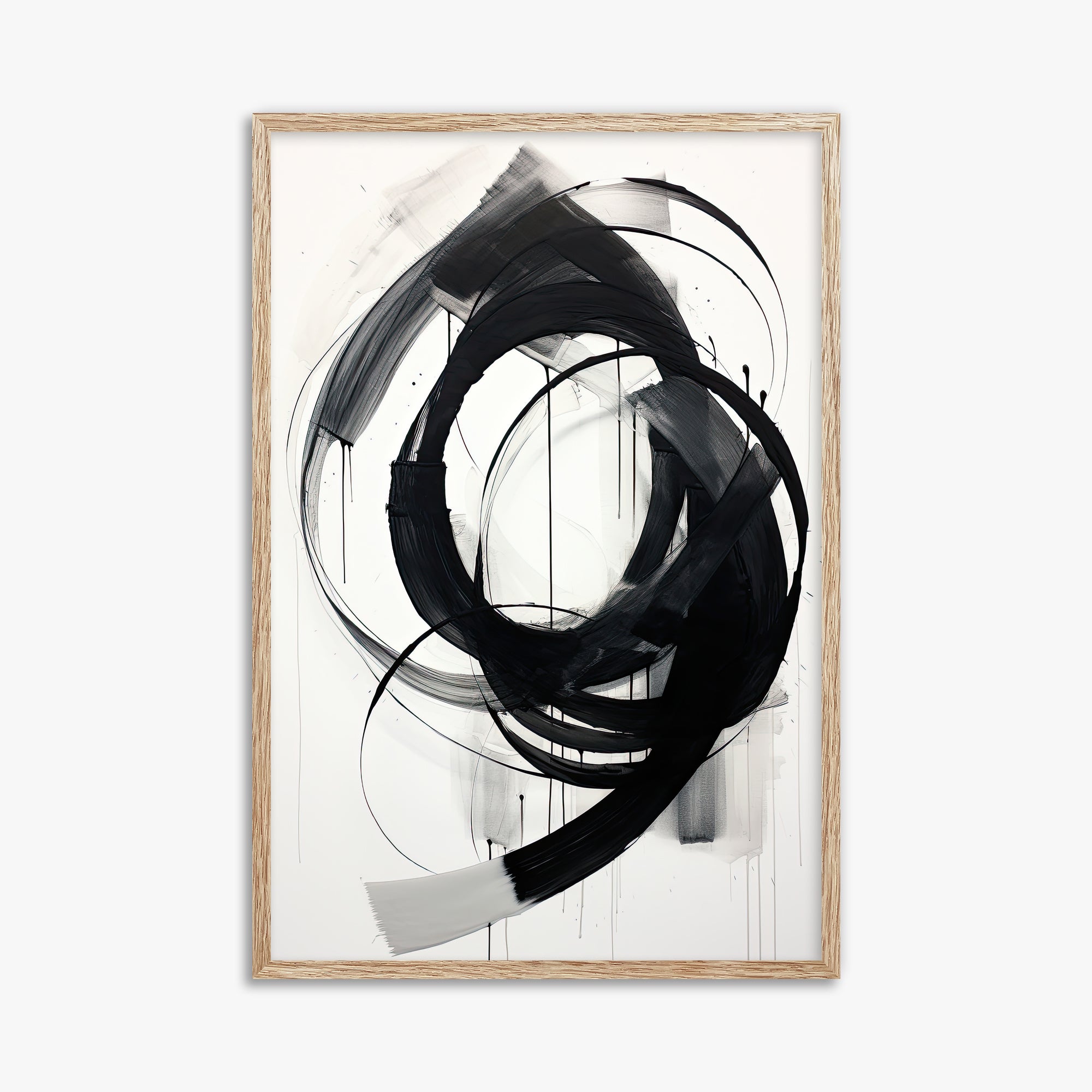 Ink Maelstrom, 61x91cm Framed Art Reproduction With Raw Oak Frame