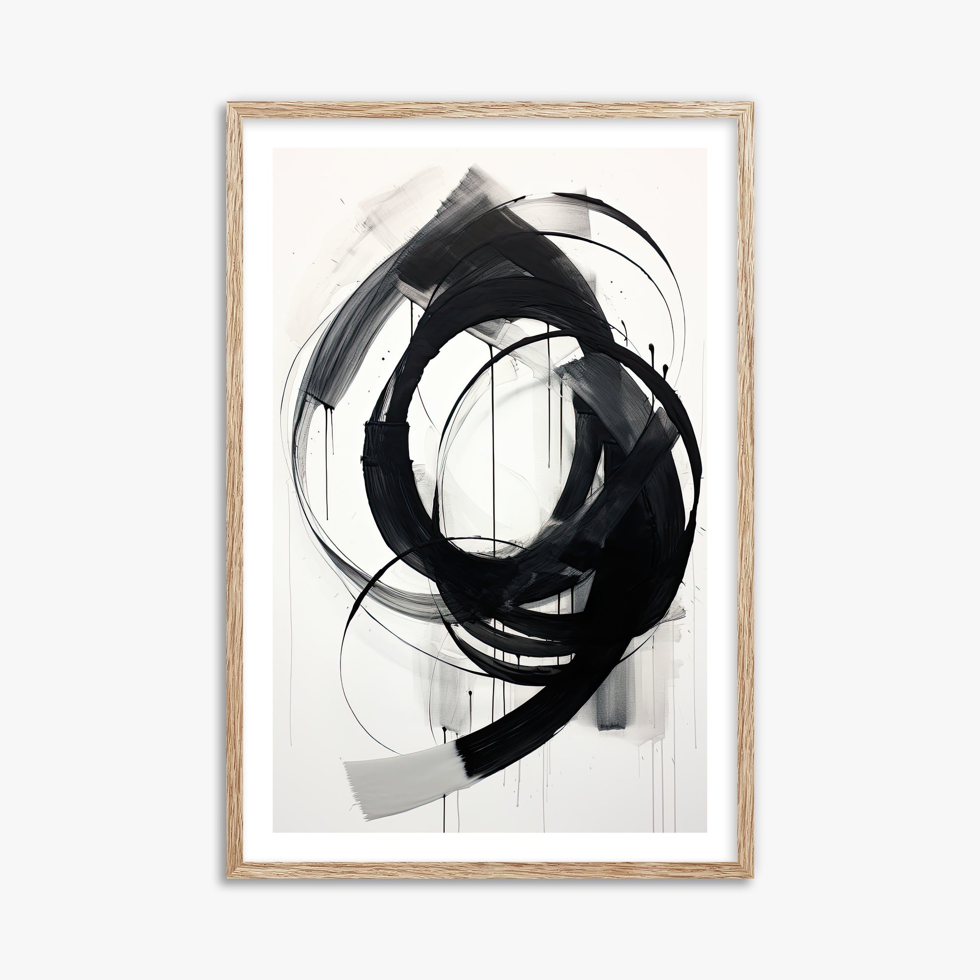 Ink Maelstrom, 61x91cm Framed Art Reproduction With Raw Oak Frame