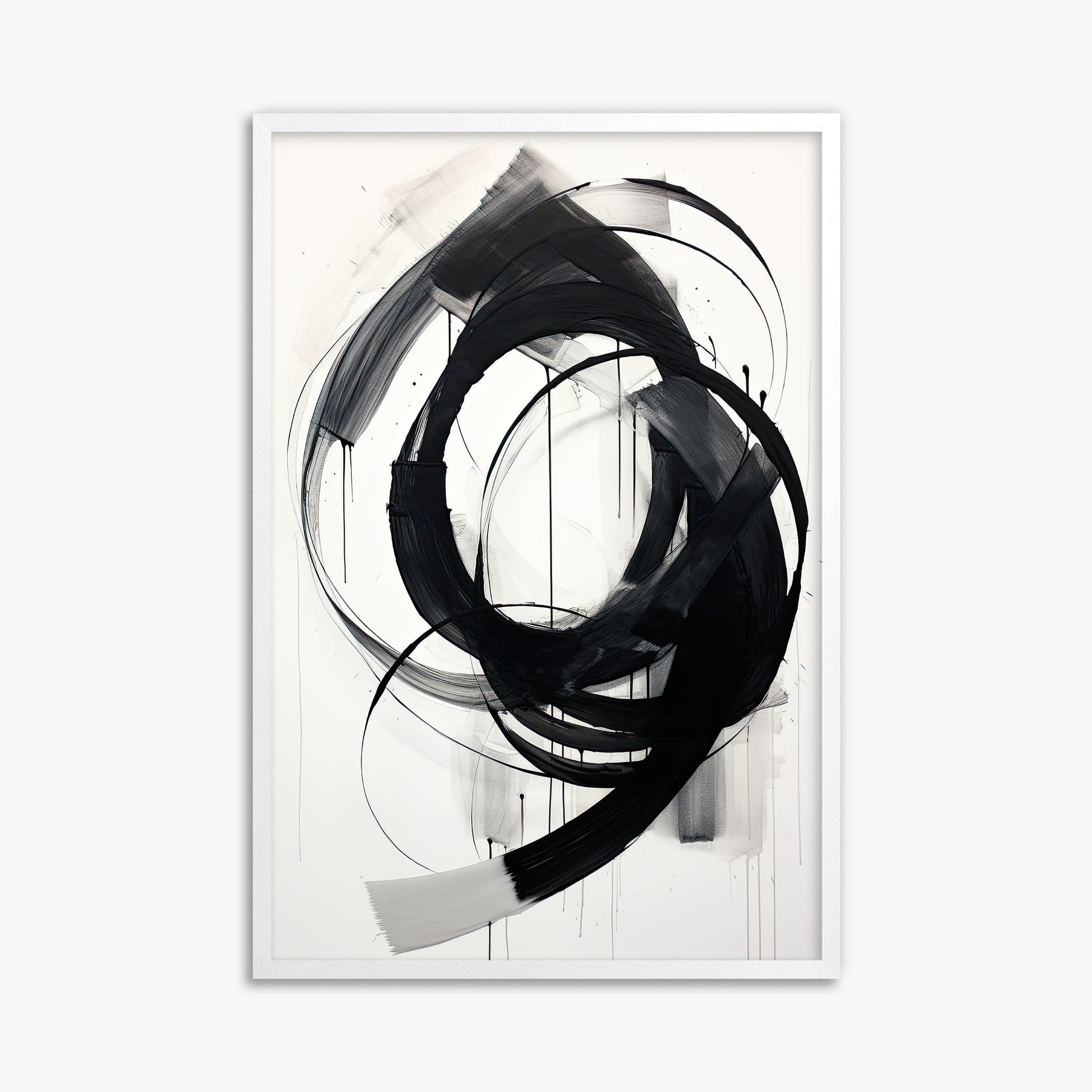 Ink Maelstrom, 61x91cm Framed Poster With White Frame