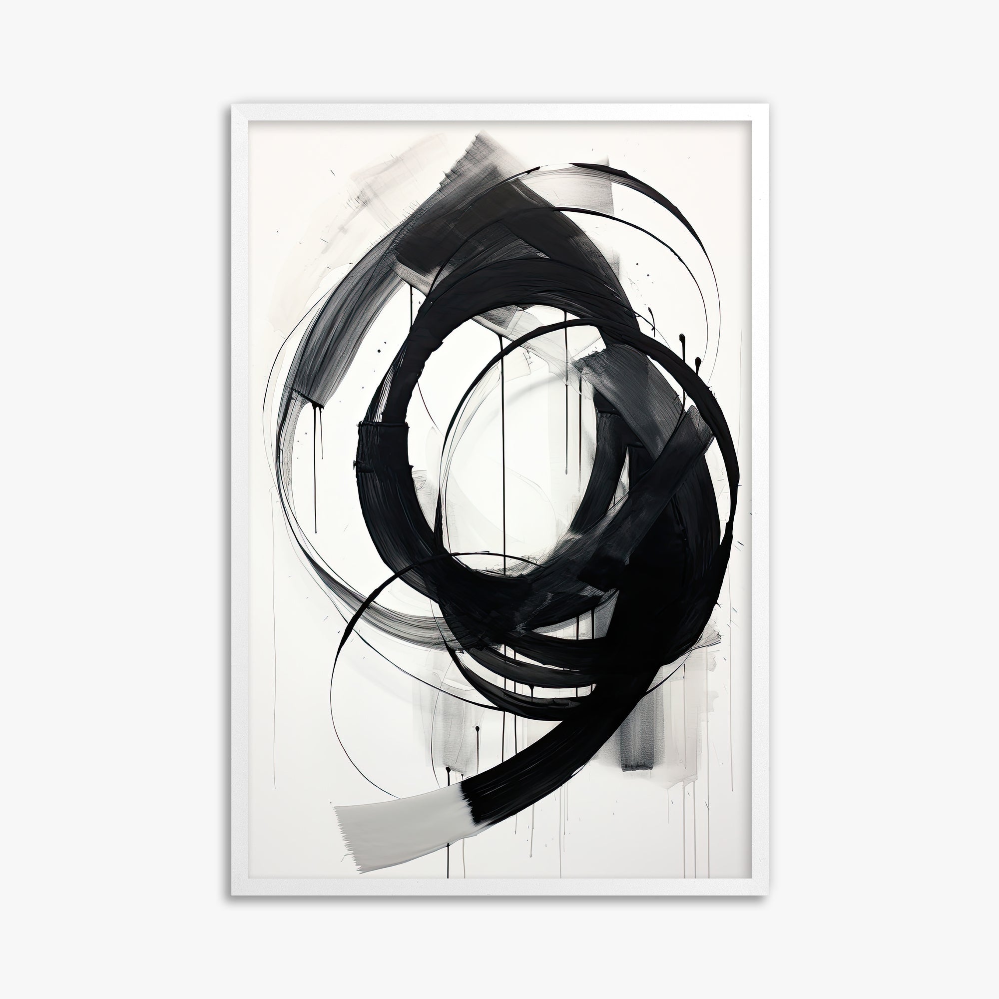 Ink Maelstrom, 61x91cm Framed Poster With White Frame