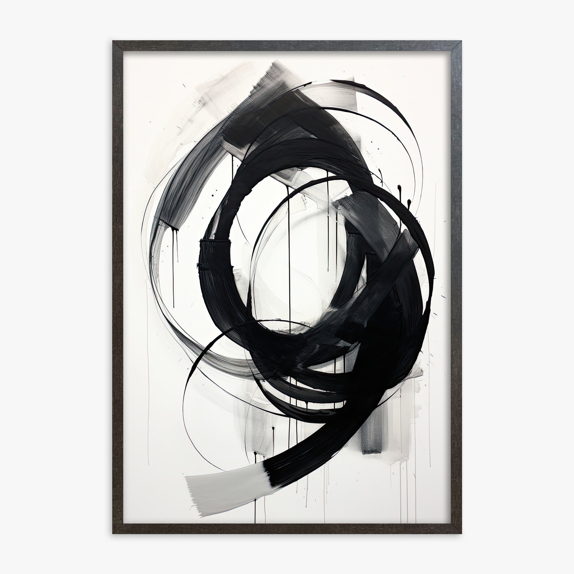 Ink Maelstrom, 70x100cm Framed Art Reproduction With Espresso Frame